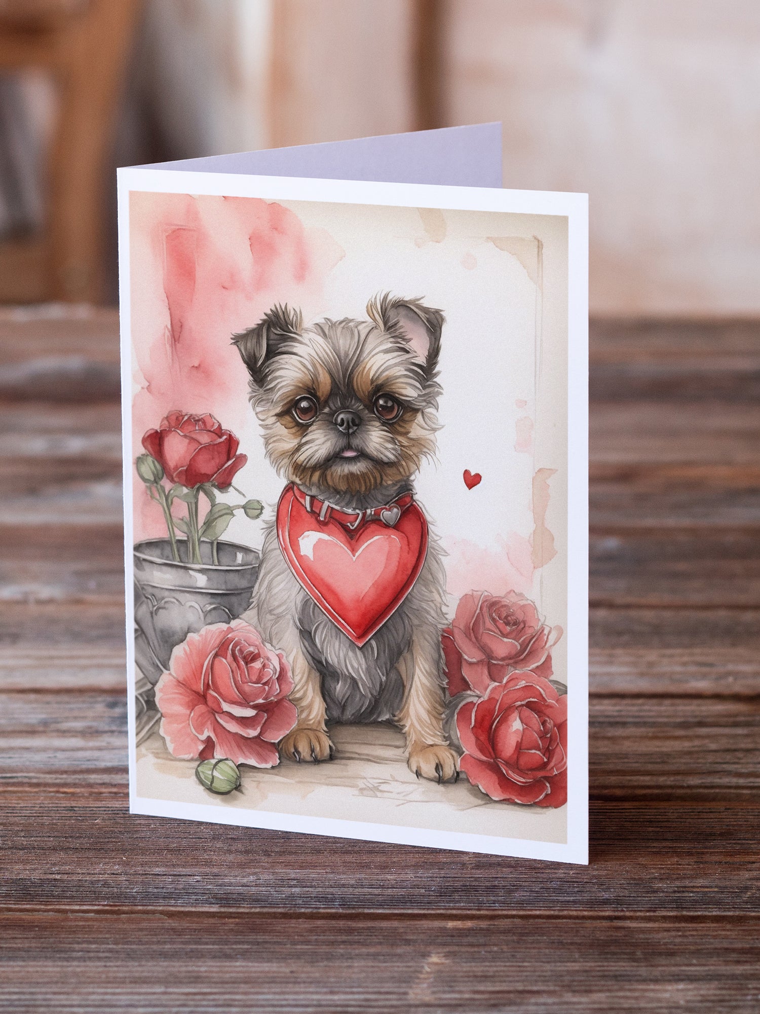 Buy this Brussels Griffon Valentine Roses Greeting Cards Pack of 8