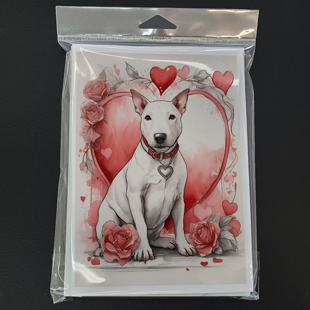 Bull Terrier Valentine Roses Greeting Cards Pack of 8