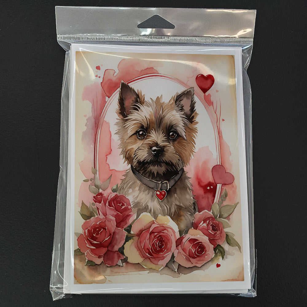 Cairn Terrier Valentine Roses Greeting Cards Pack of 8