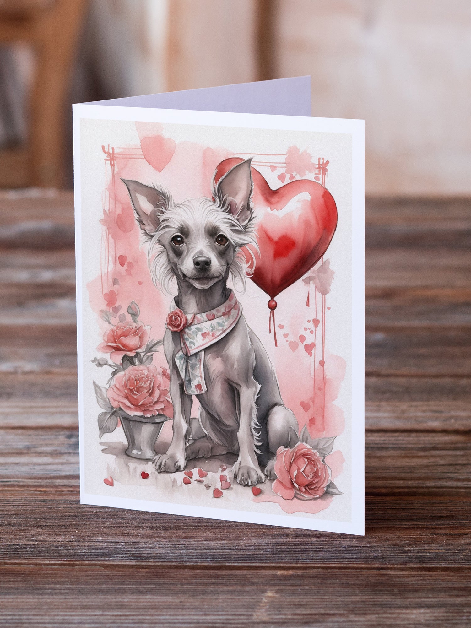 Buy this Chinese Crested Valentine Roses Greeting Cards Pack of 8