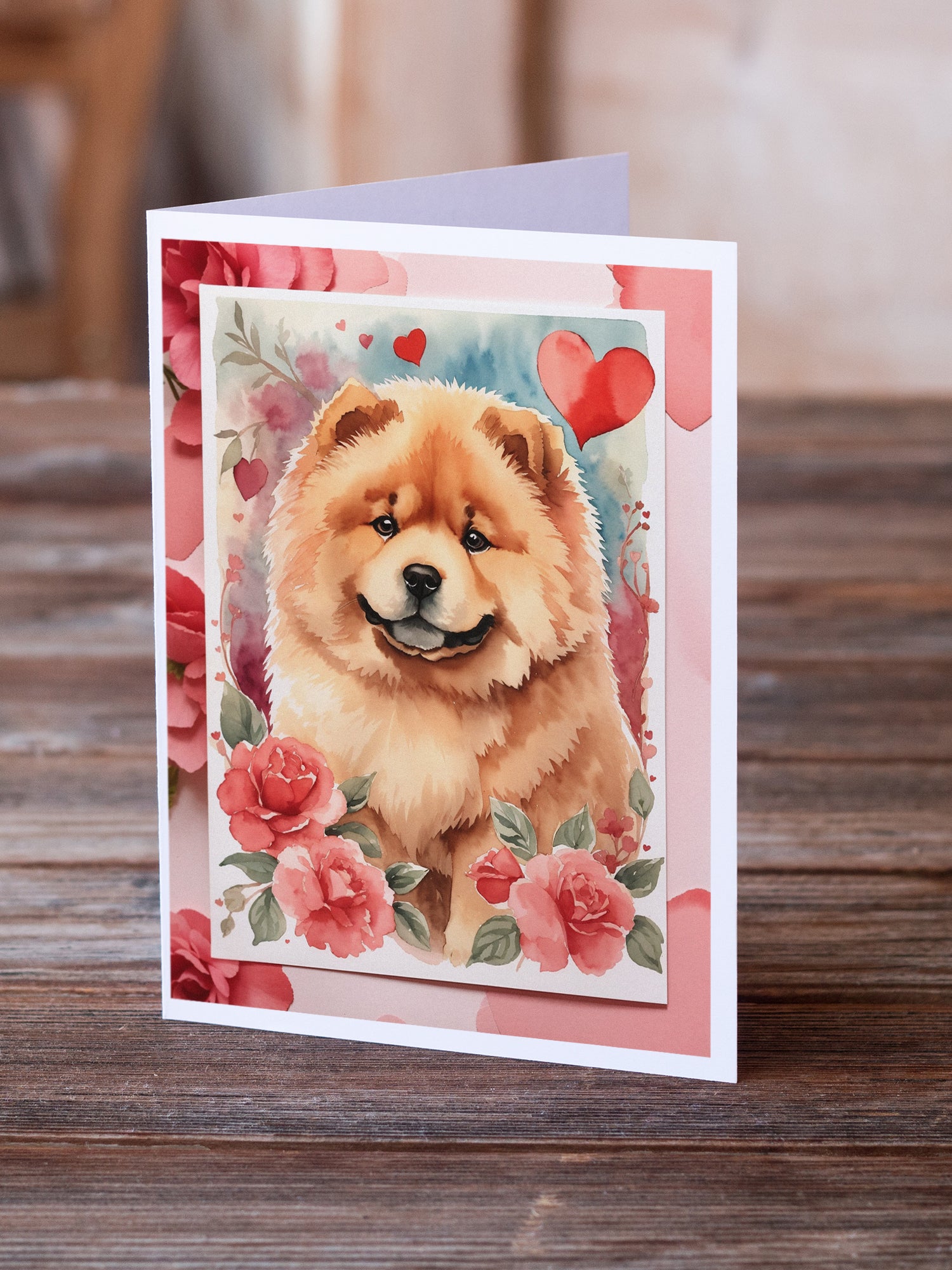 Buy this Chow Chow Valentine Roses Greeting Cards Pack of 8