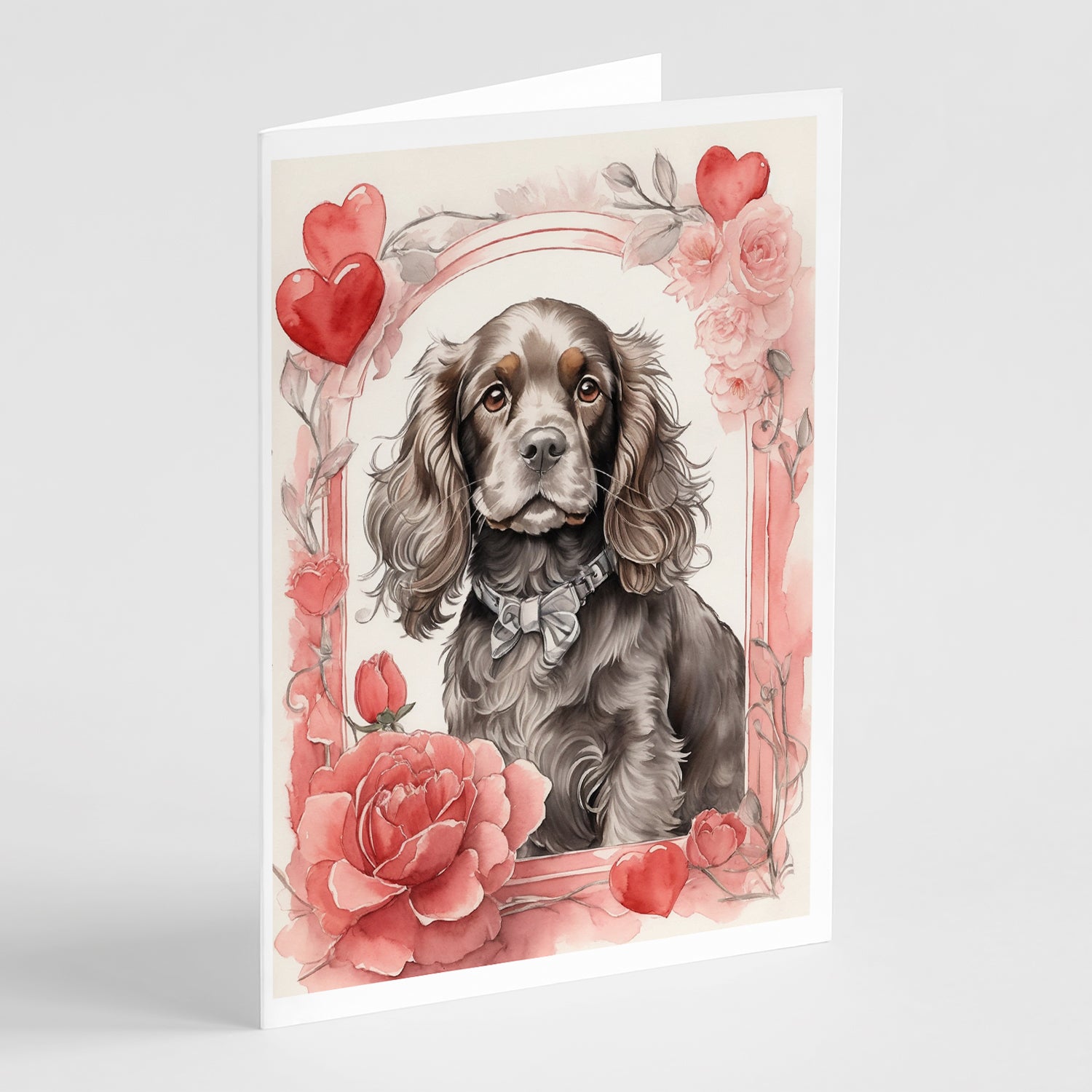 Buy this Cocker Spaniel Valentine Roses Greeting Cards Pack of 8