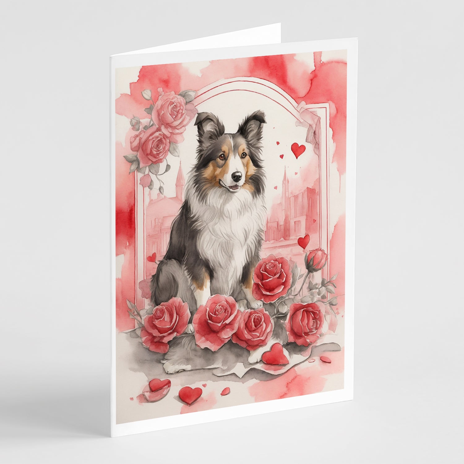 Buy this Collie Valentine Roses Greeting Cards Pack of 8