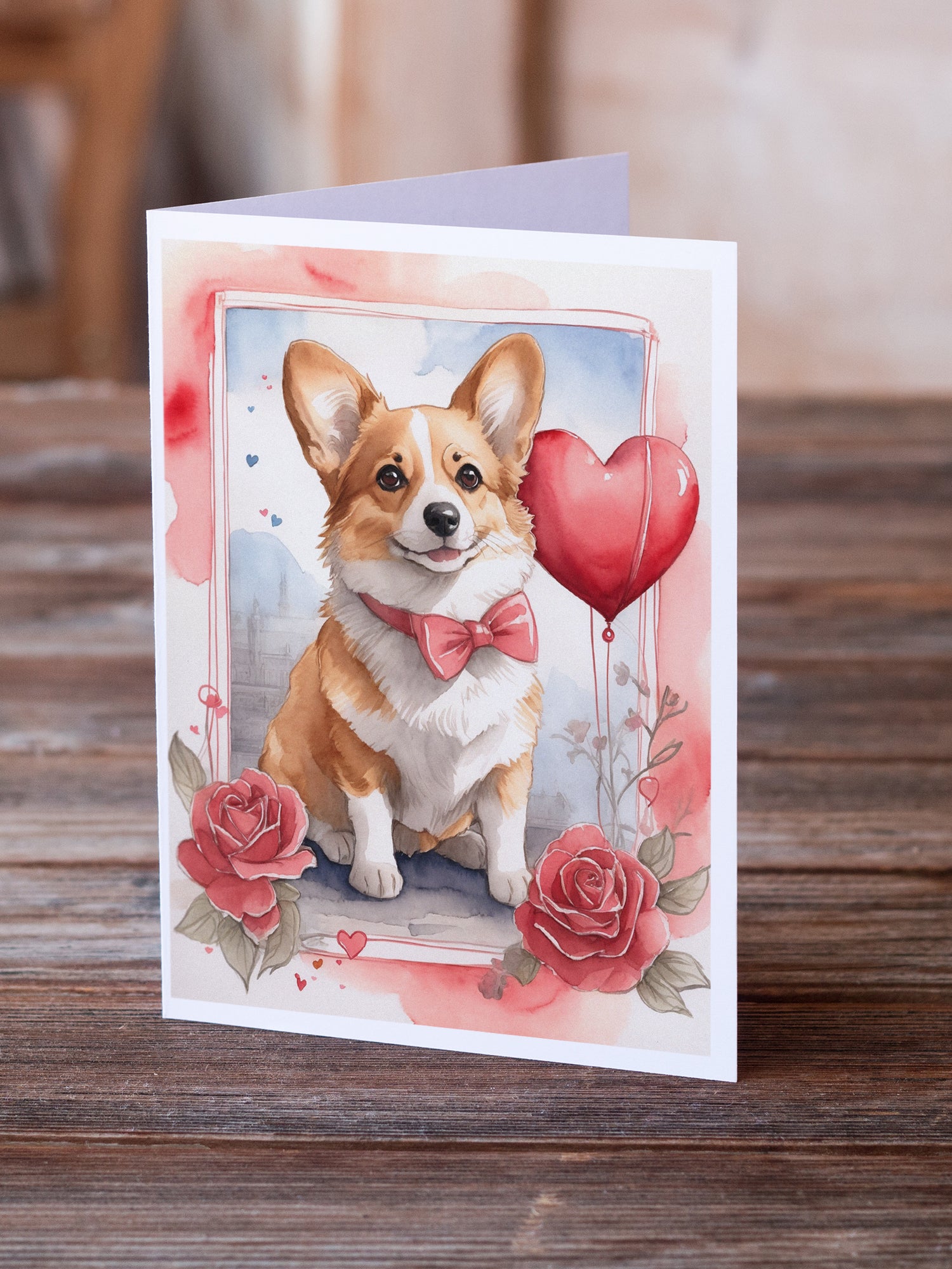 Buy this Corgi Valentine Roses Greeting Cards Pack of 8