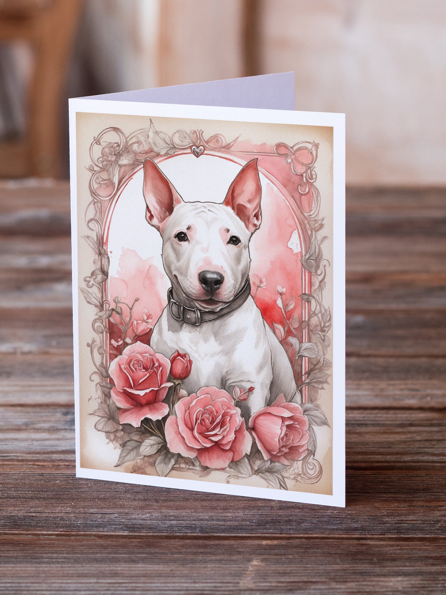 Buy this English Bull Terrier Valentine Roses Greeting Cards Pack of 8