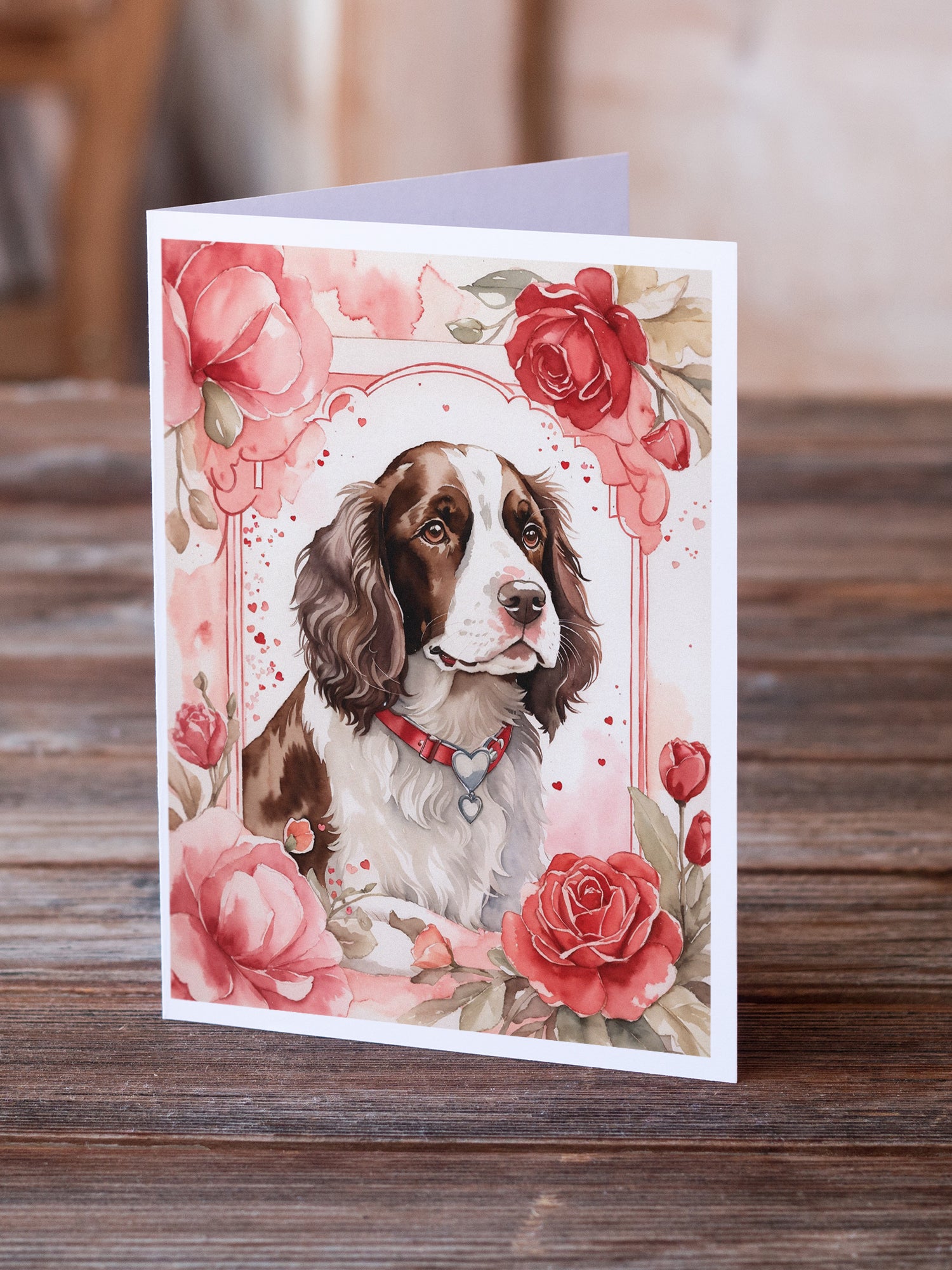 Buy this English Springer Spaniel Valentine Roses Greeting Cards Pack of 8