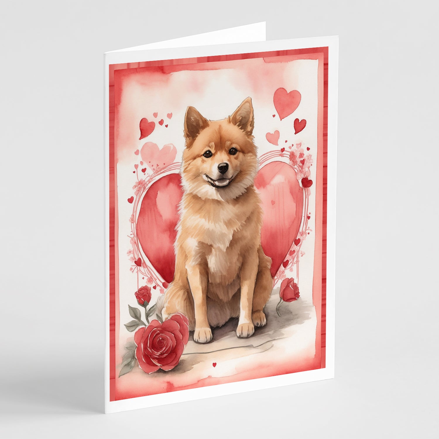 Buy this Finnish Spitz Valentine Roses Greeting Cards Pack of 8