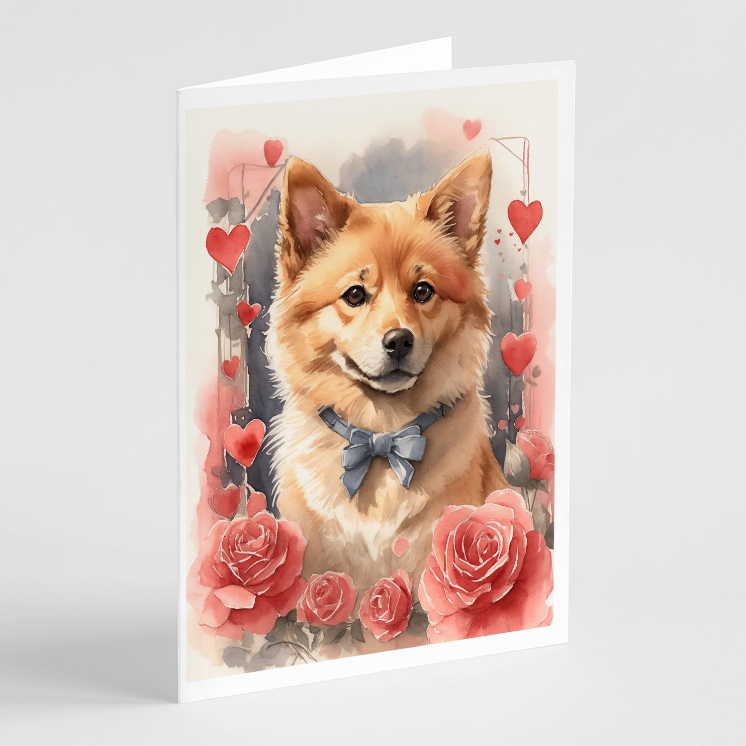 Buy this Finnish Spitz Valentine Roses Greeting Cards Pack of 8