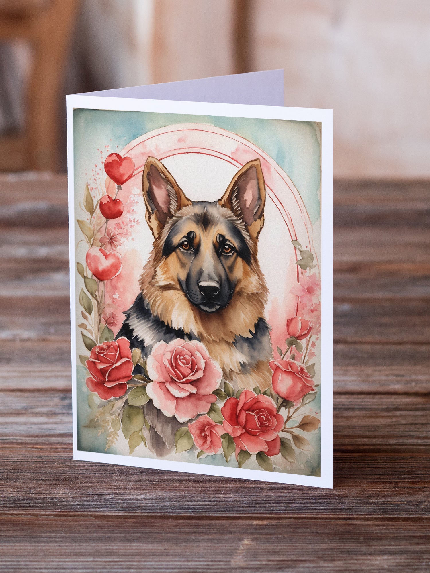 Buy this German Shepherd Valentine Roses Greeting Cards Pack of 8