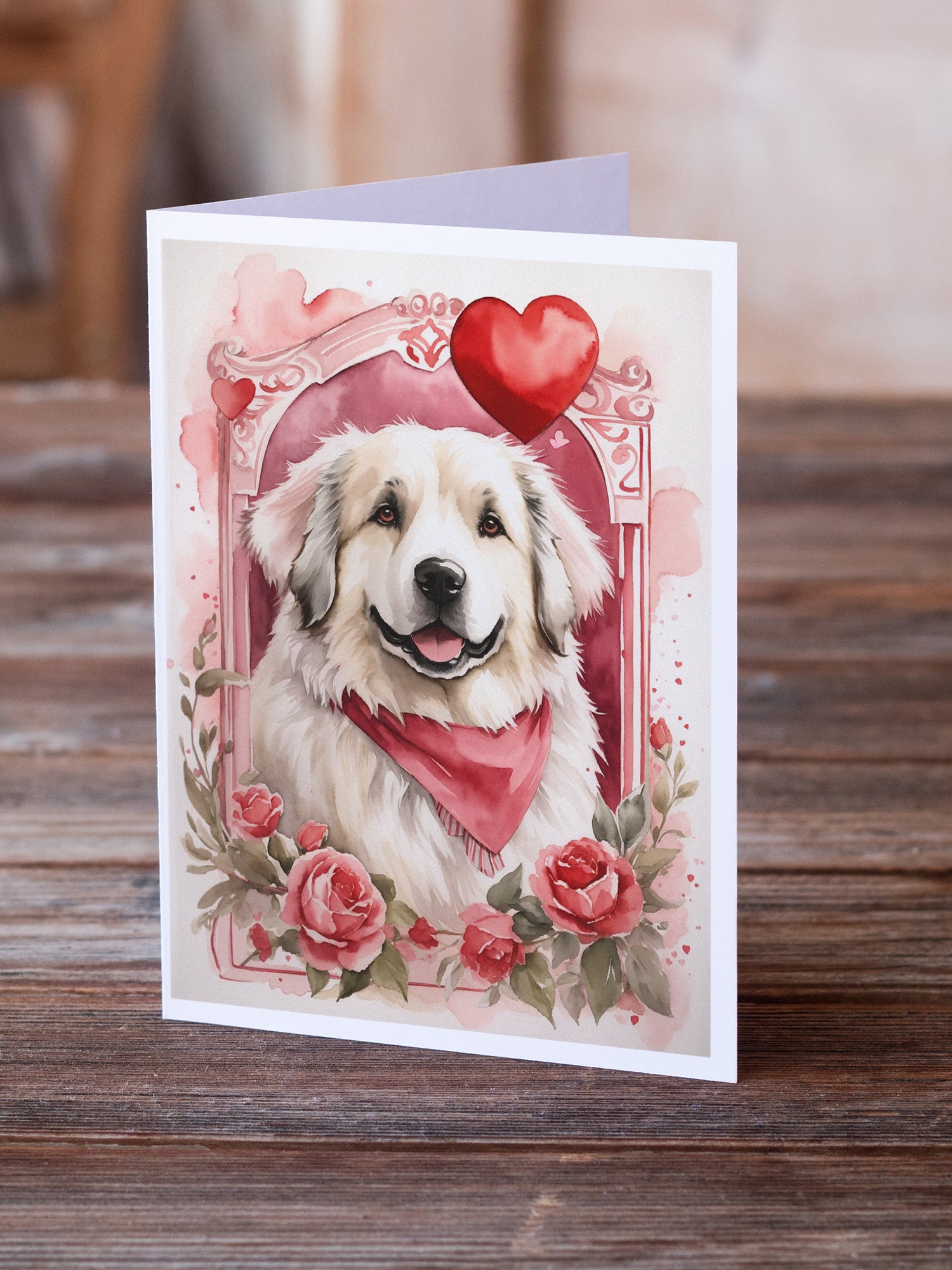 Buy this Great Pyrenees Valentine Roses Greeting Cards Pack of 8