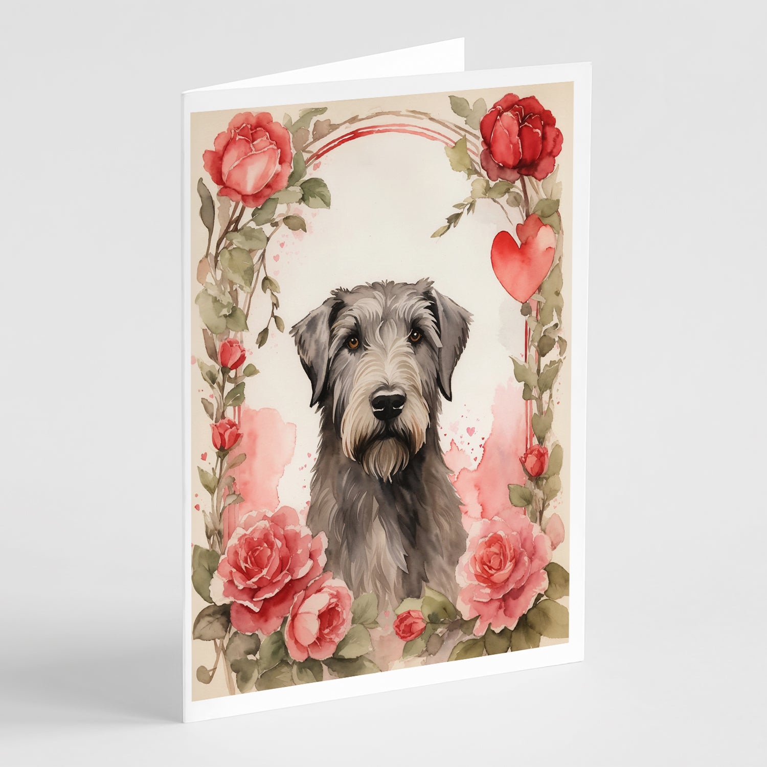 Buy this Irish Wolfhound Valentine Roses Greeting Cards Pack of 8