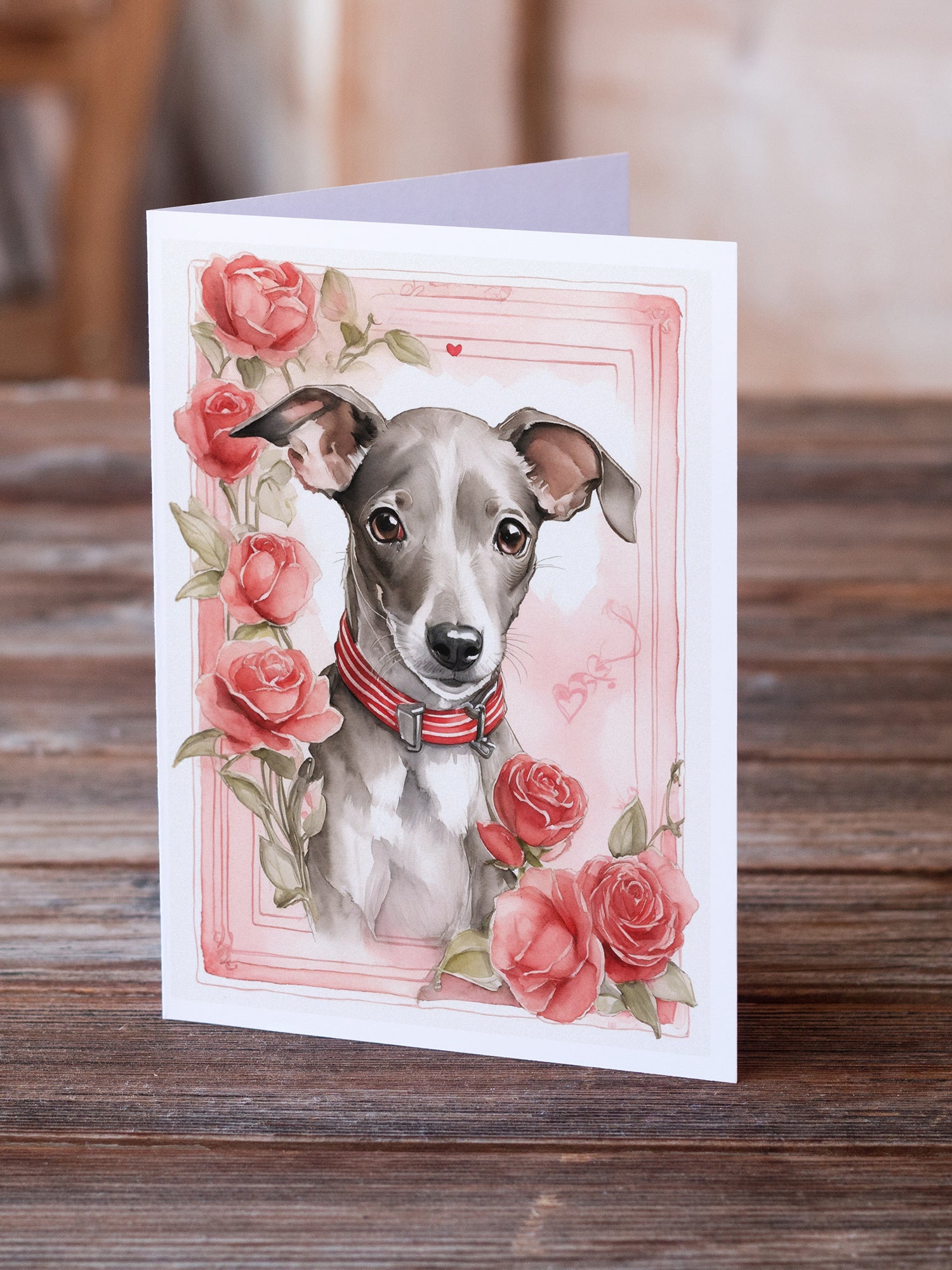 Buy this Italian Greyhound Valentine Roses Greeting Cards Pack of 8