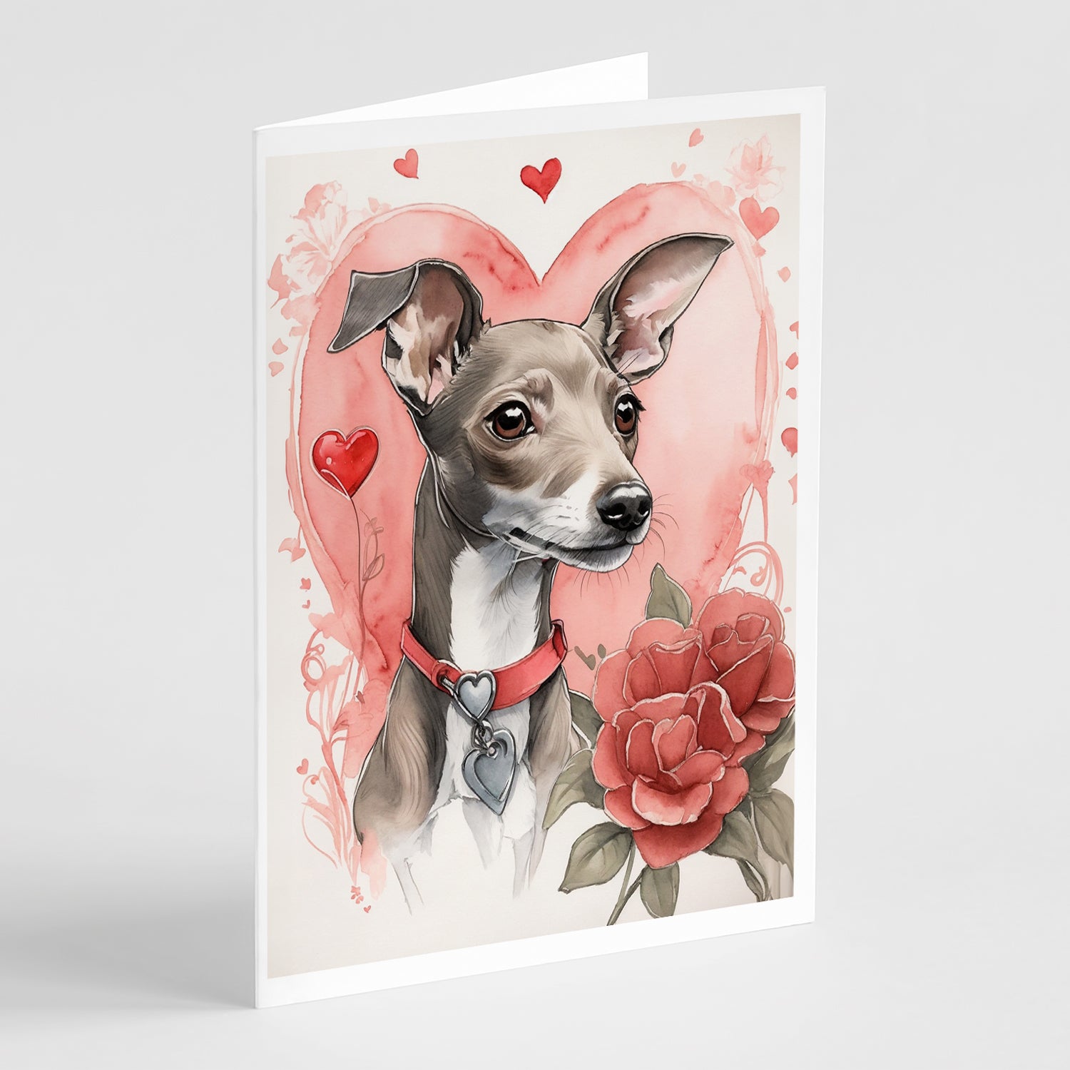 Buy this Italian Greyhound Valentine Roses Greeting Cards Pack of 8