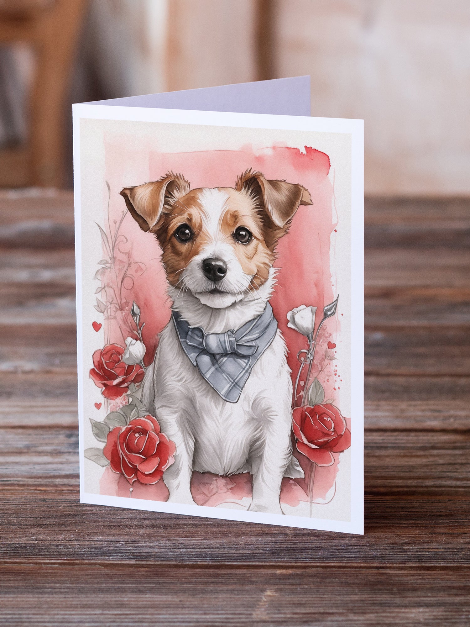 Buy this Jack Russell Terrier Valentine Roses Greeting Cards Pack of 8