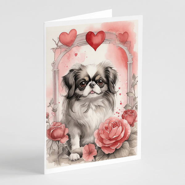 Buy this Japanese Chin Valentine Roses Greeting Cards Pack of 8