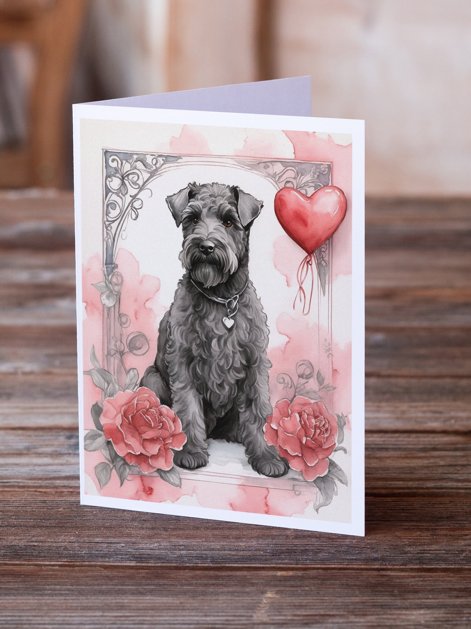 Buy this Kerry Blue Terrier Valentine Roses Greeting Cards Pack of 8