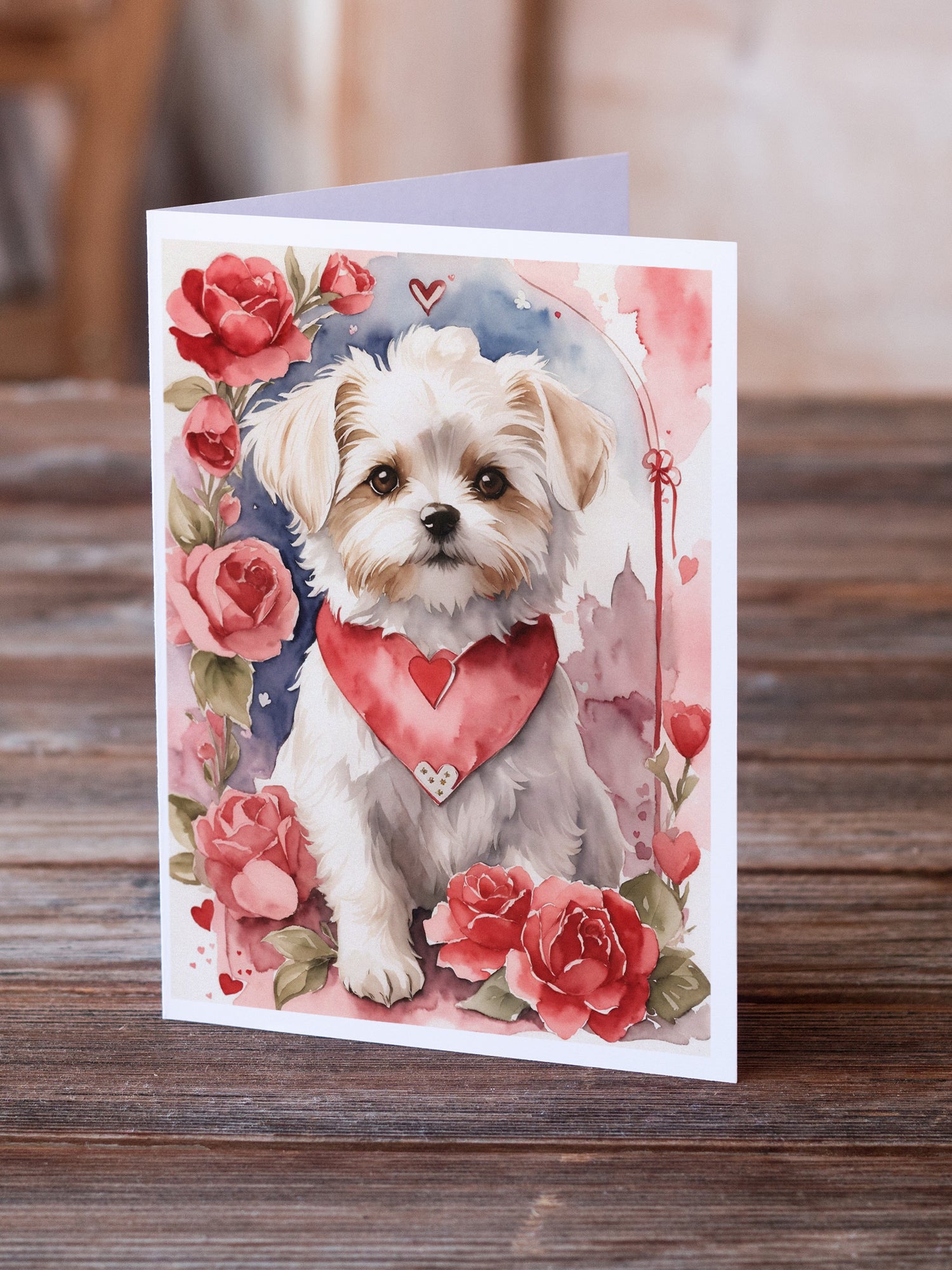 Buy this Maltese Valentine Roses Greeting Cards Pack of 8