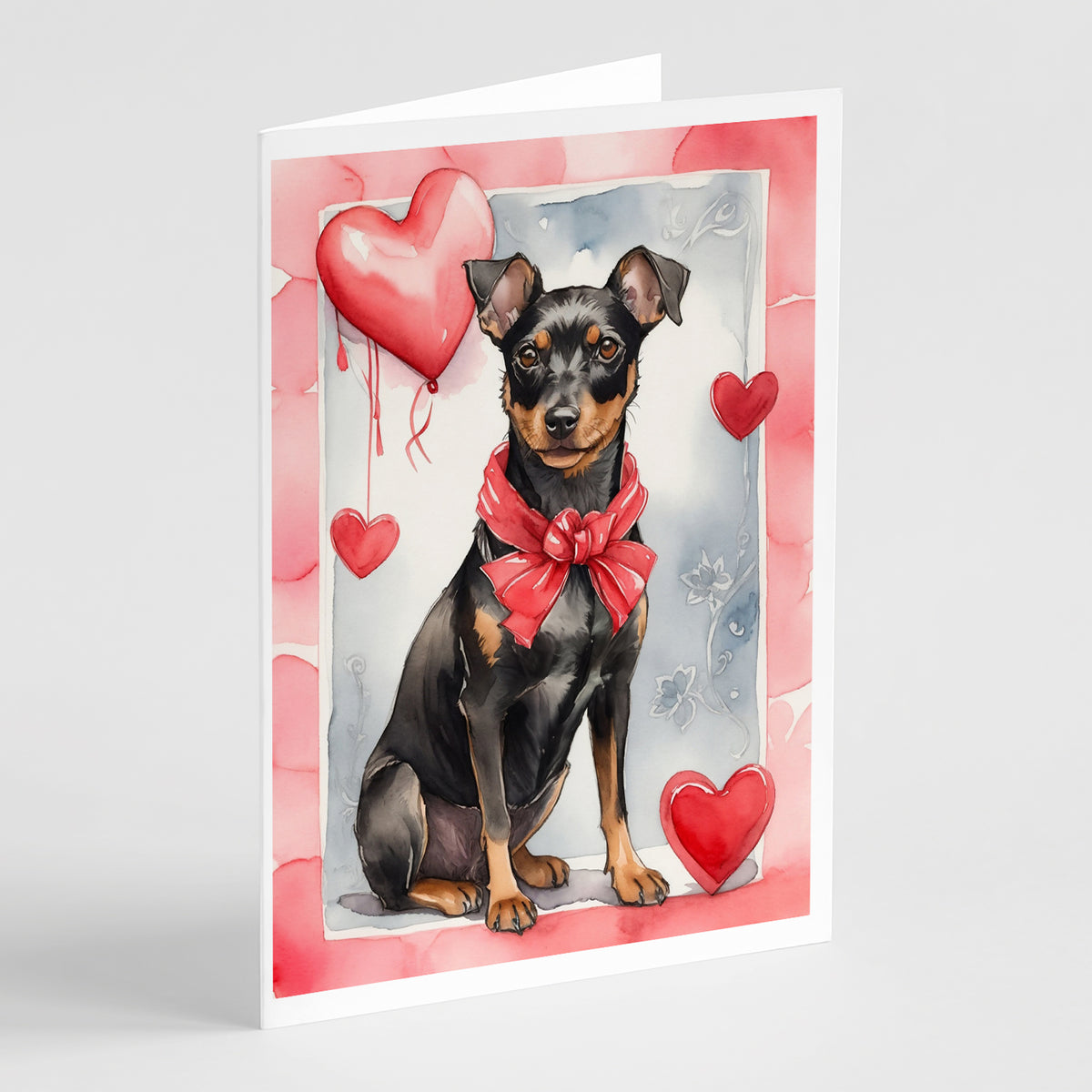 Buy this Manchester Terrier Valentine Roses Greeting Cards Pack of 8