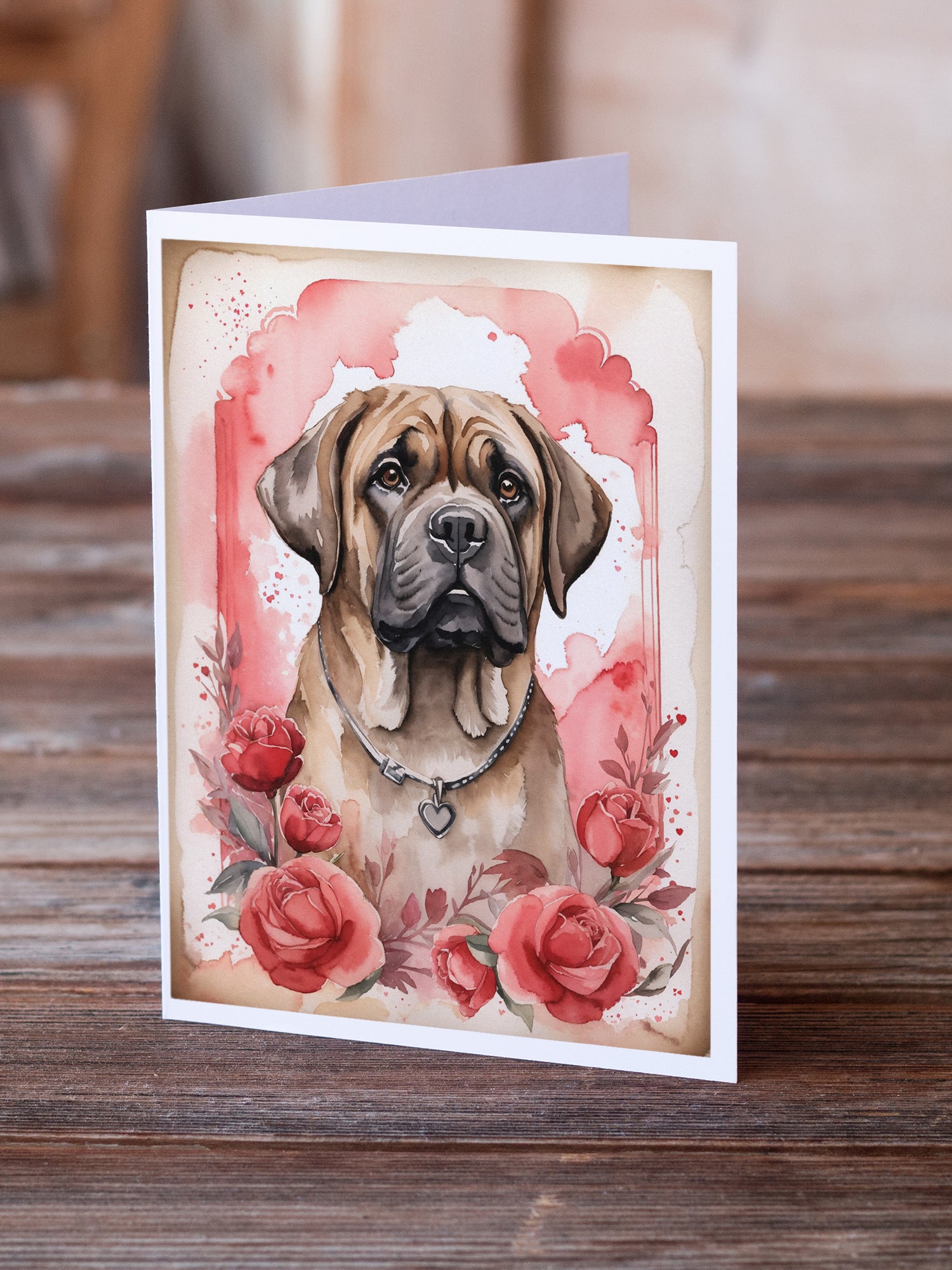 Buy this Mastiff Valentine Roses Greeting Cards Pack of 8