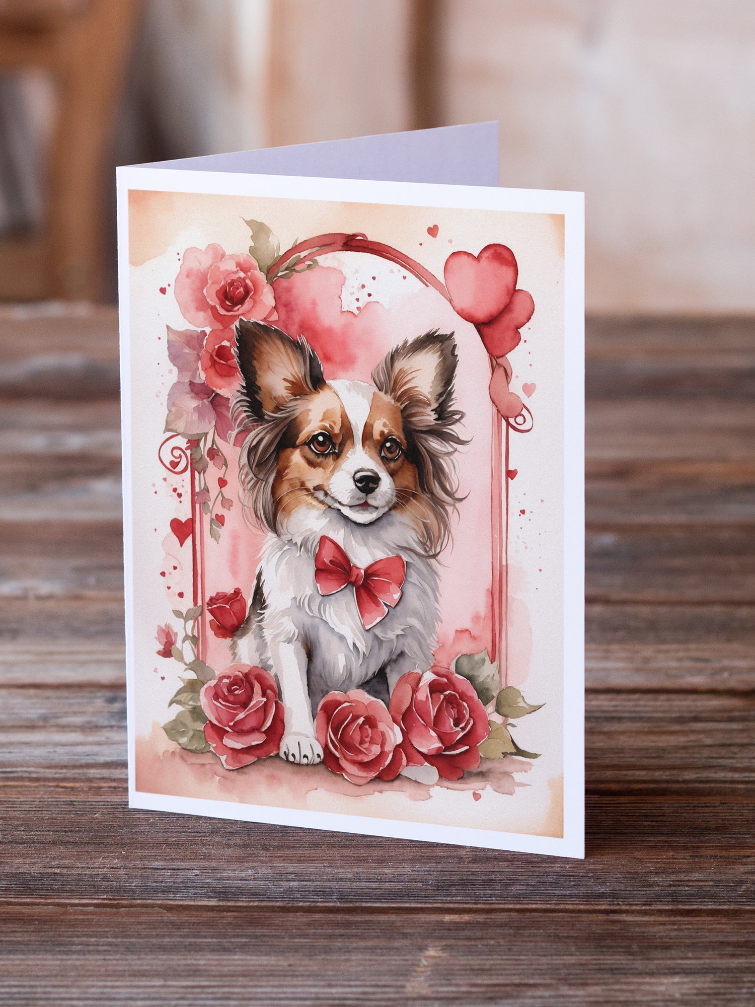 Papillon Valentine Roses Greeting Cards Pack of 8