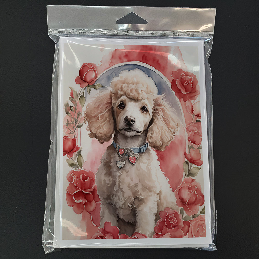 Poodle Valentine Roses Greeting Cards Pack of 8