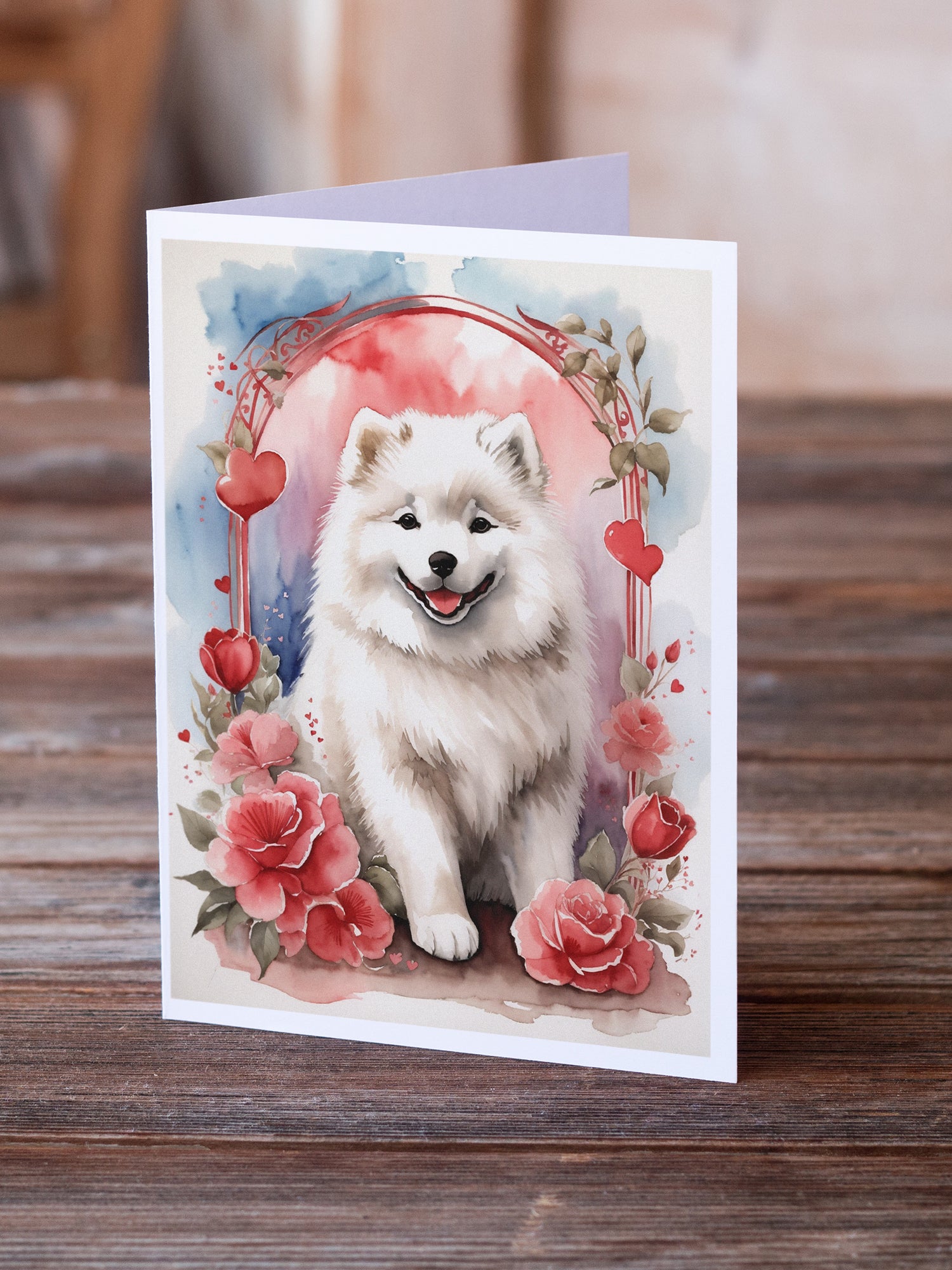 Buy this Samoyed Valentine Roses Greeting Cards Pack of 8