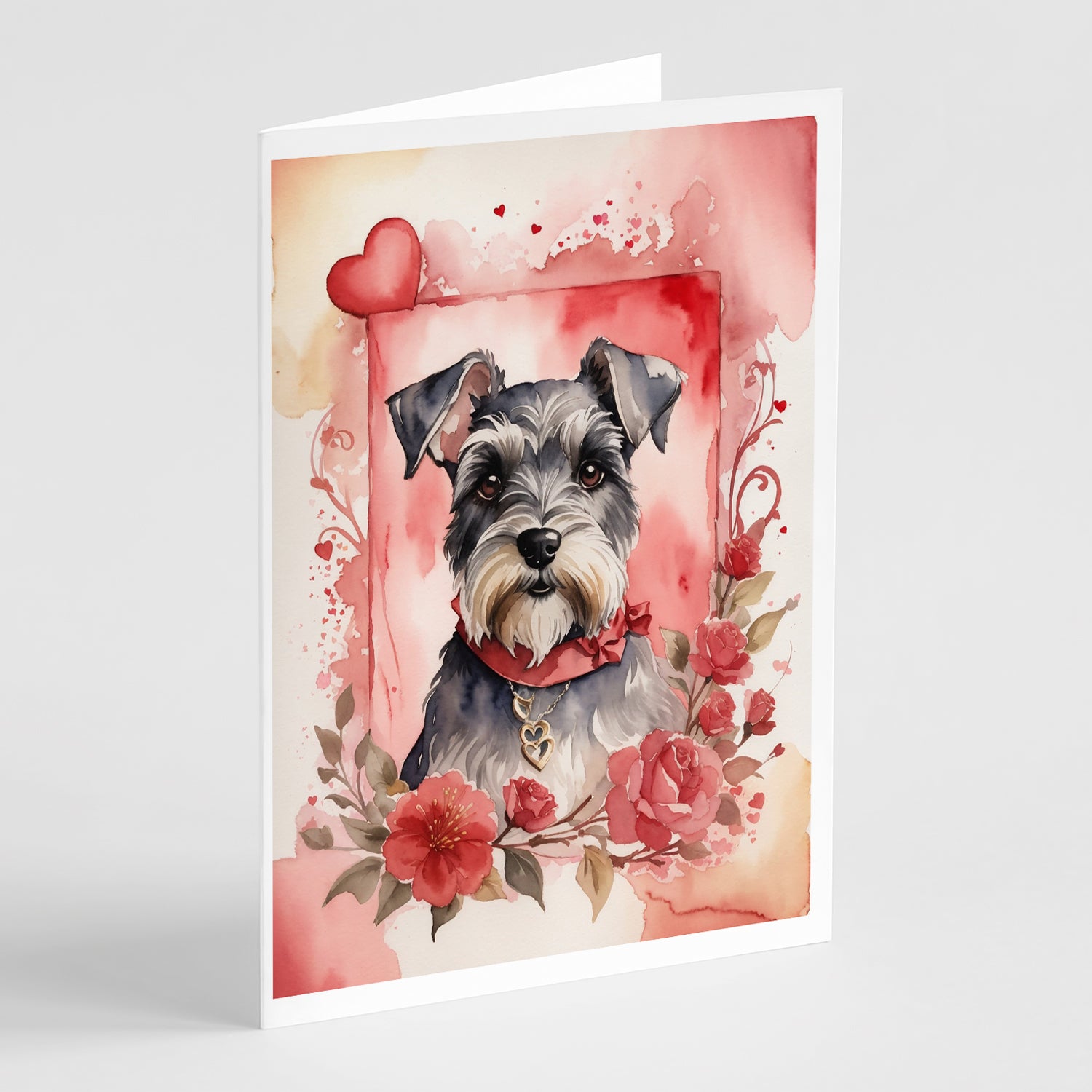 Buy this Schnauzer Valentine Roses Greeting Cards Pack of 8