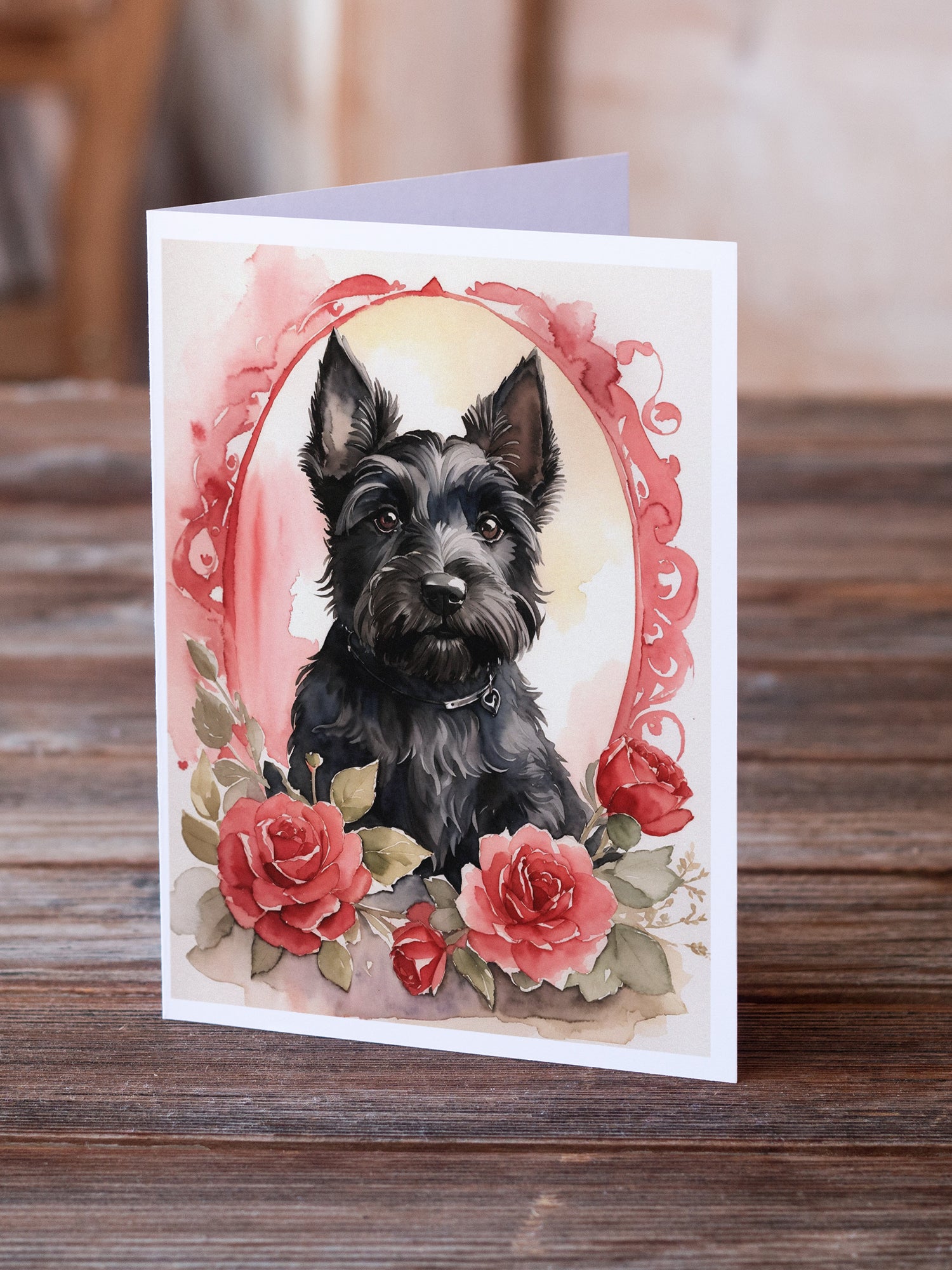 Buy this Scottish Terrier Valentine Roses Greeting Cards Pack of 8