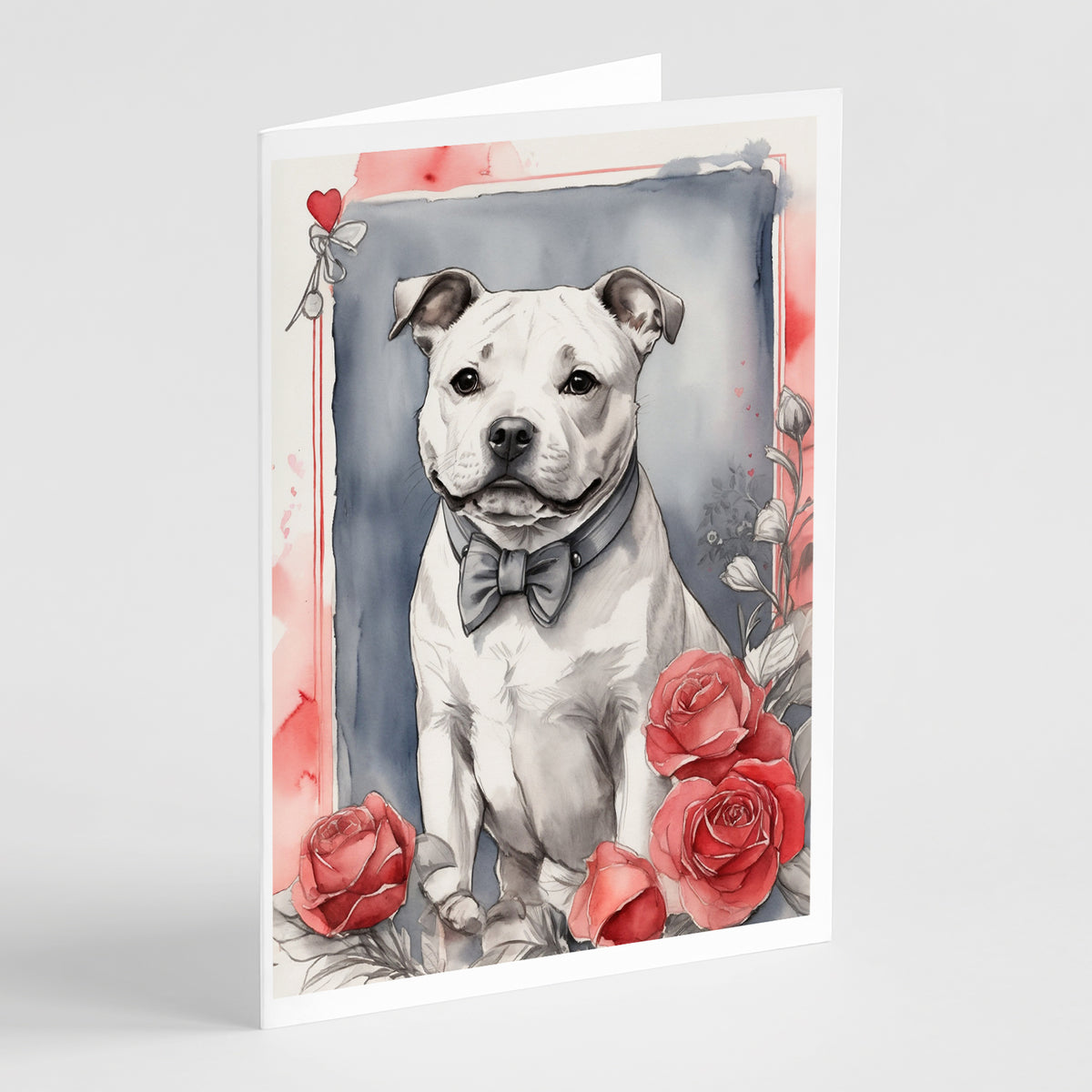 Buy this Staffordshire Bull Terrier Valentine Roses Greeting Cards Pack of 8