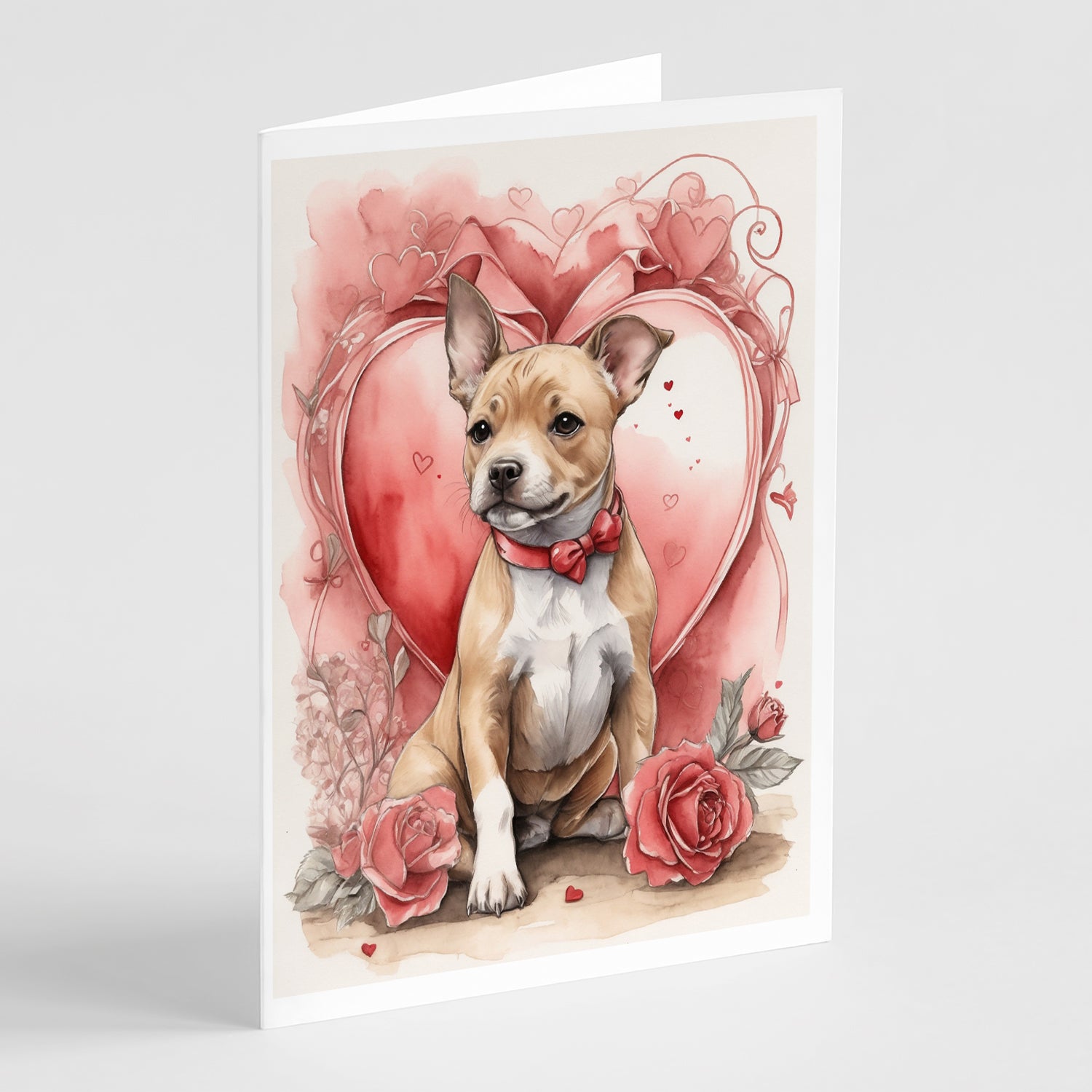 Buy this Staffordshire Bull Terrier Valentine Roses Greeting Cards Pack of 8