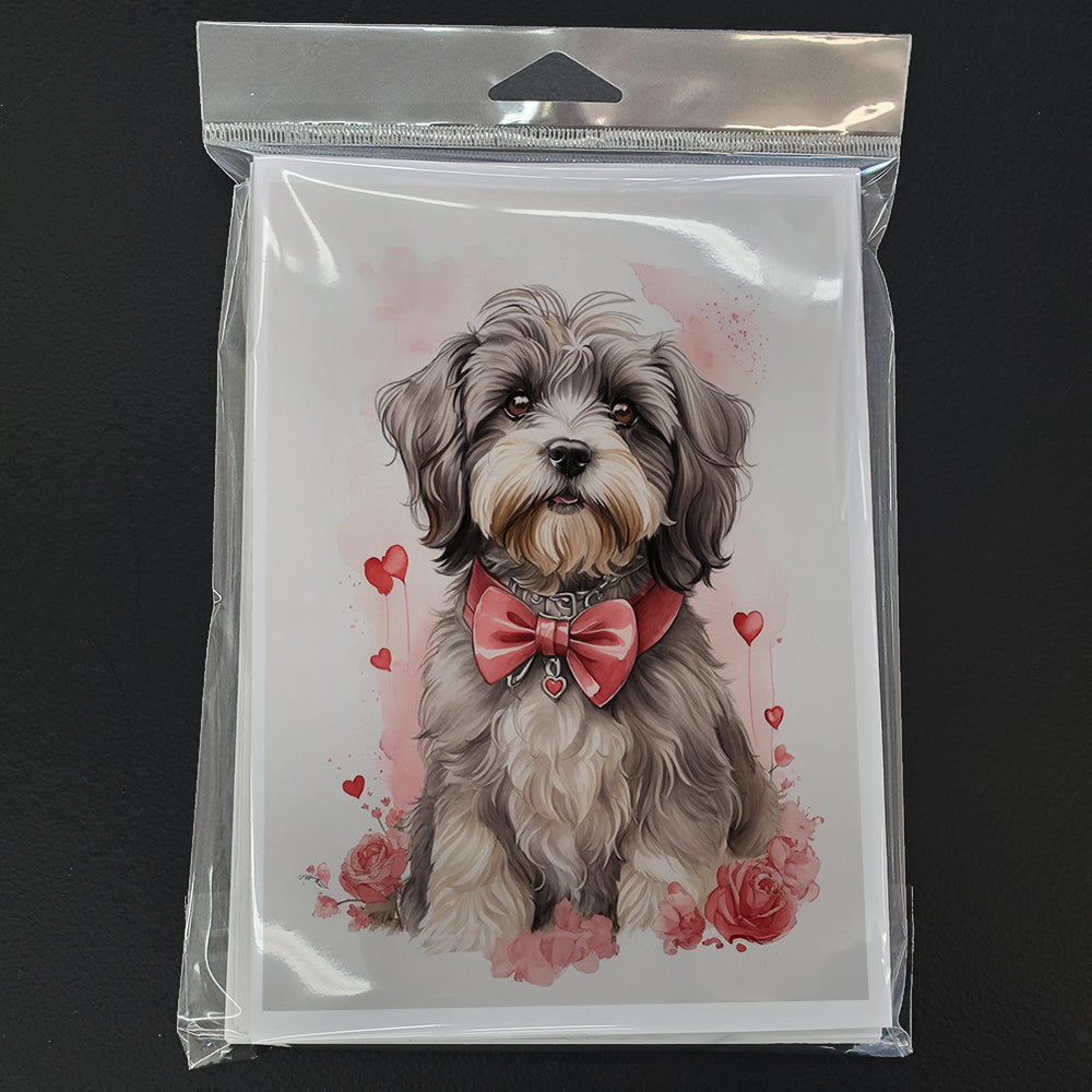 Tibetan Terrier Valentine Roses Greeting Cards Pack of 8