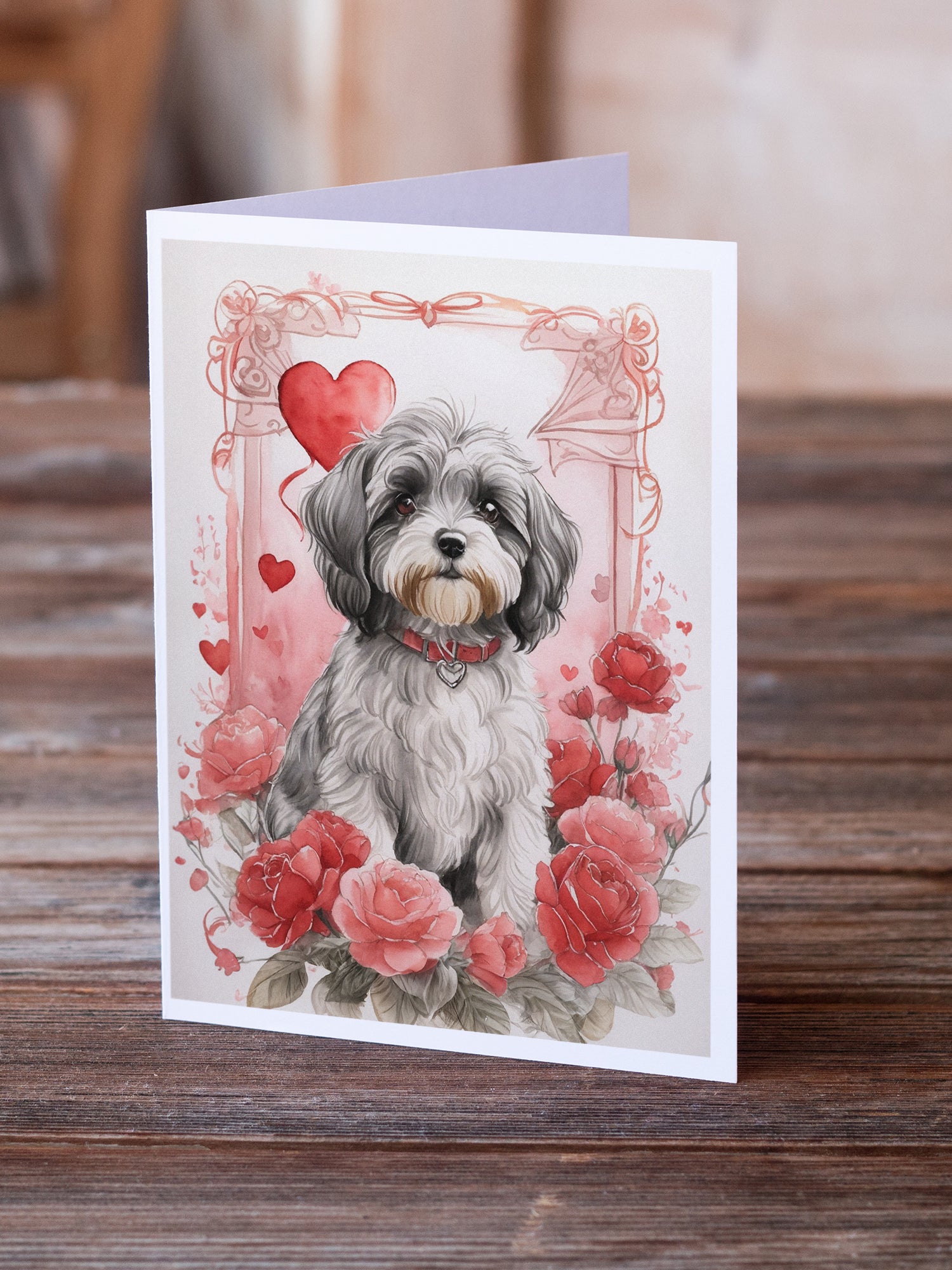 Buy this Tibetan Terrier Valentine Roses Greeting Cards Pack of 8