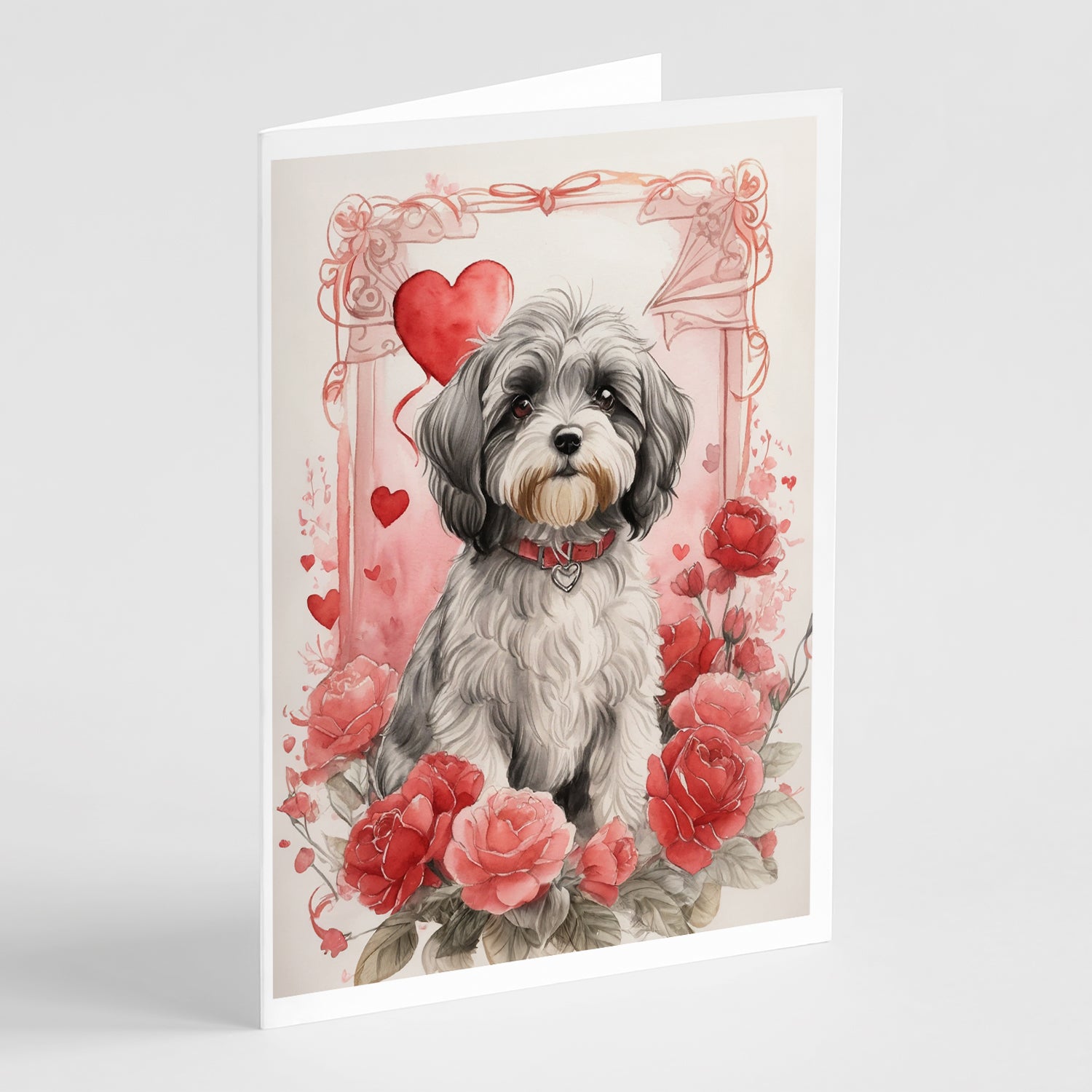 Buy this Tibetan Terrier Valentine Roses Greeting Cards Pack of 8