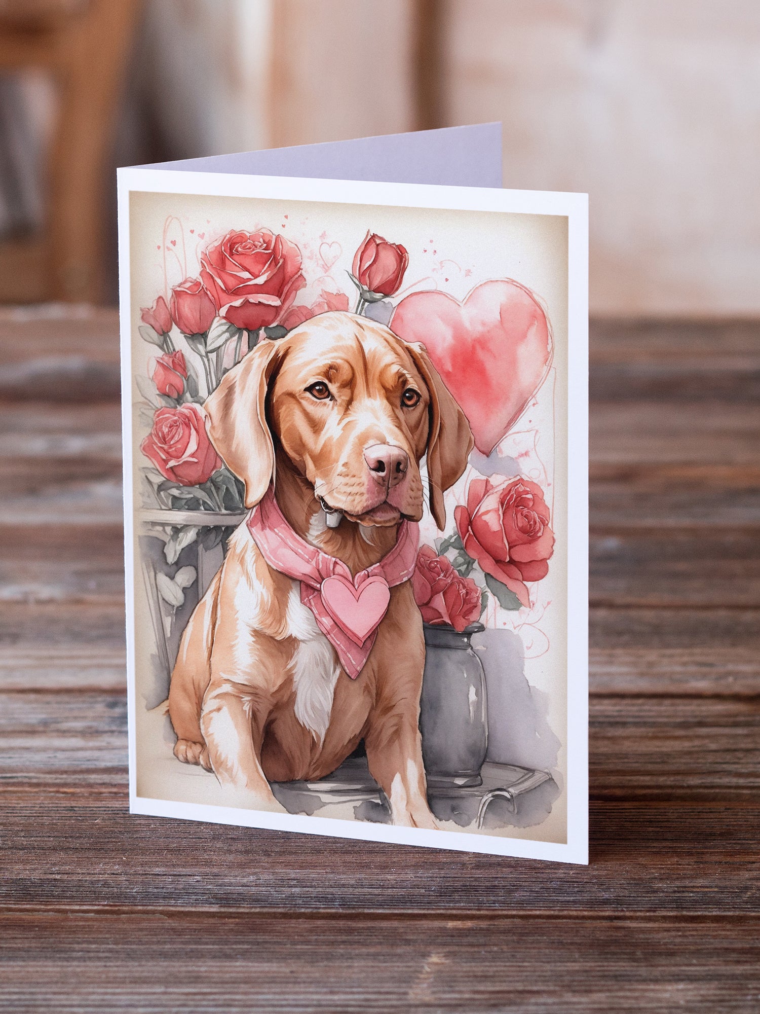 Buy this Vizsla Valentine Roses Greeting Cards Pack of 8