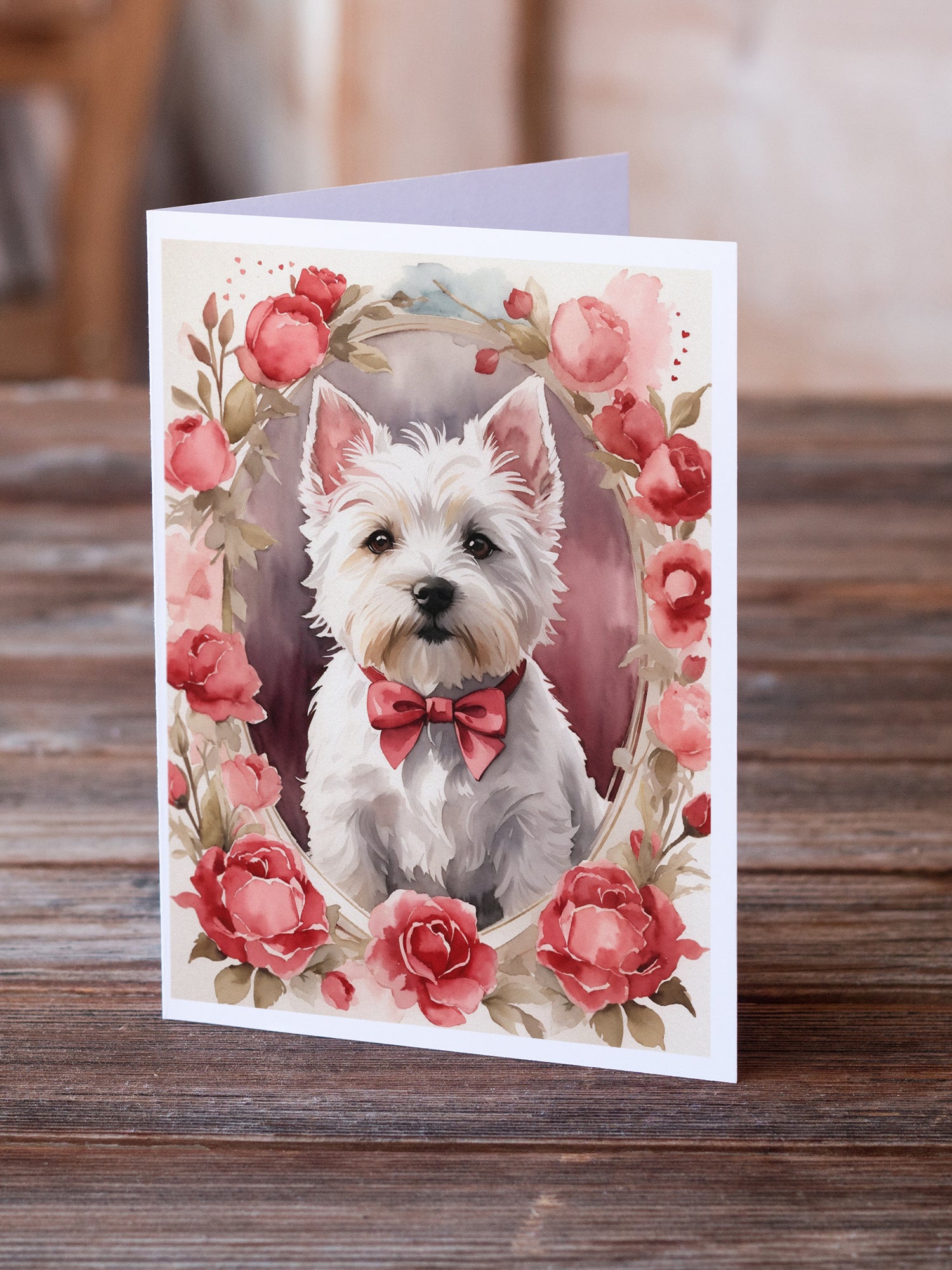 Buy this Westie Terrier Valentine Roses Greeting Cards Pack of 8