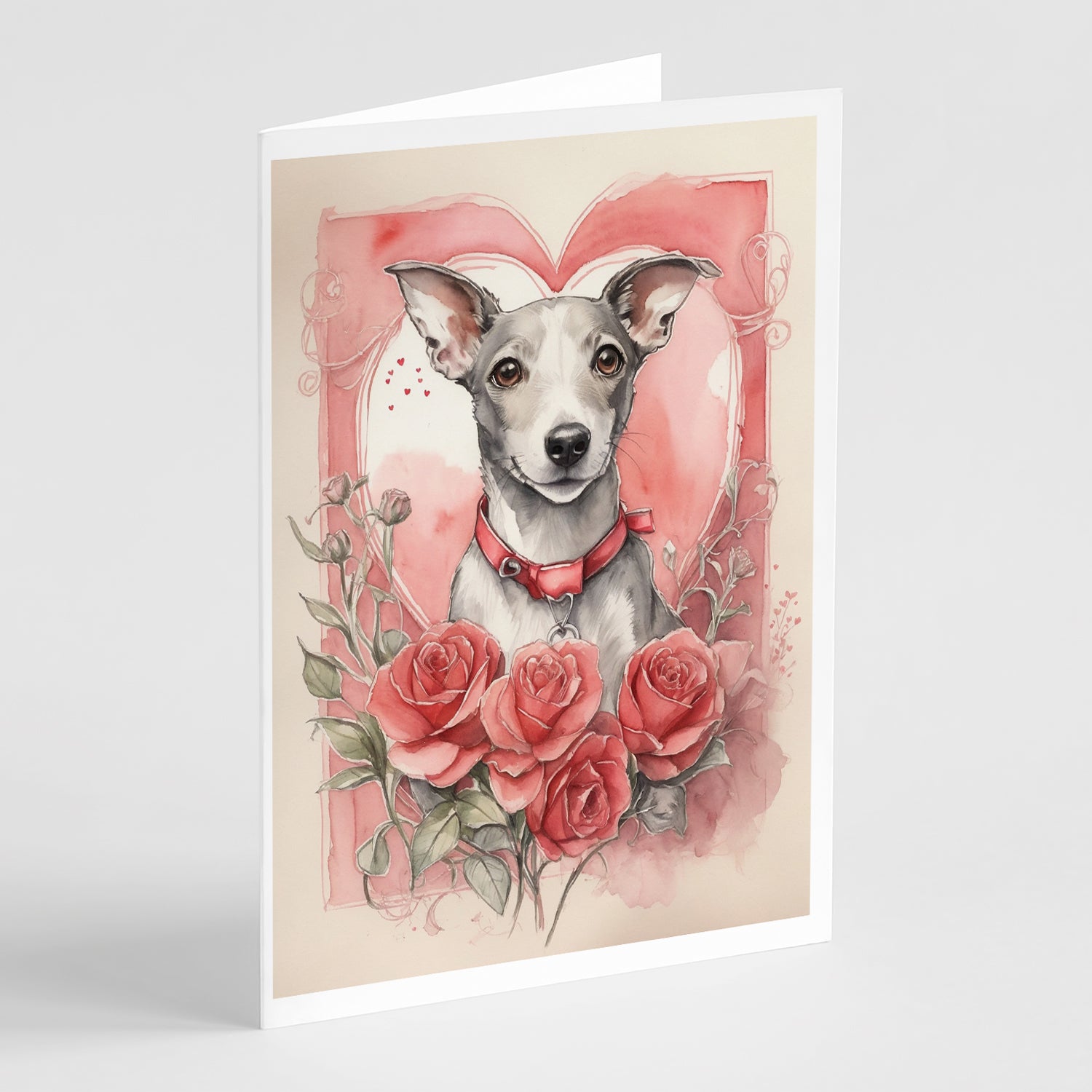 Buy this Whippet Valentine Roses Greeting Cards Pack of 8