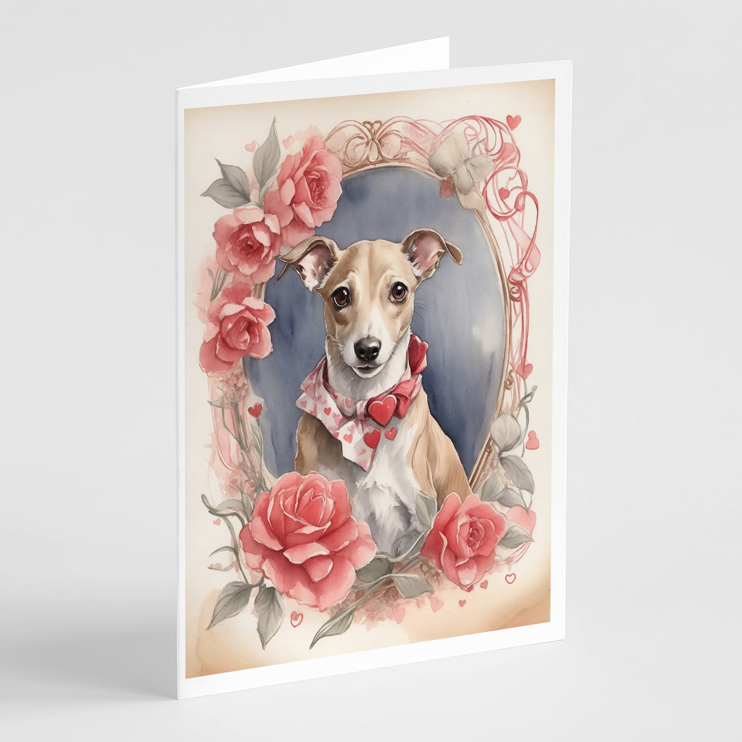 Buy this Whippet Valentine Roses Greeting Cards Pack of 8