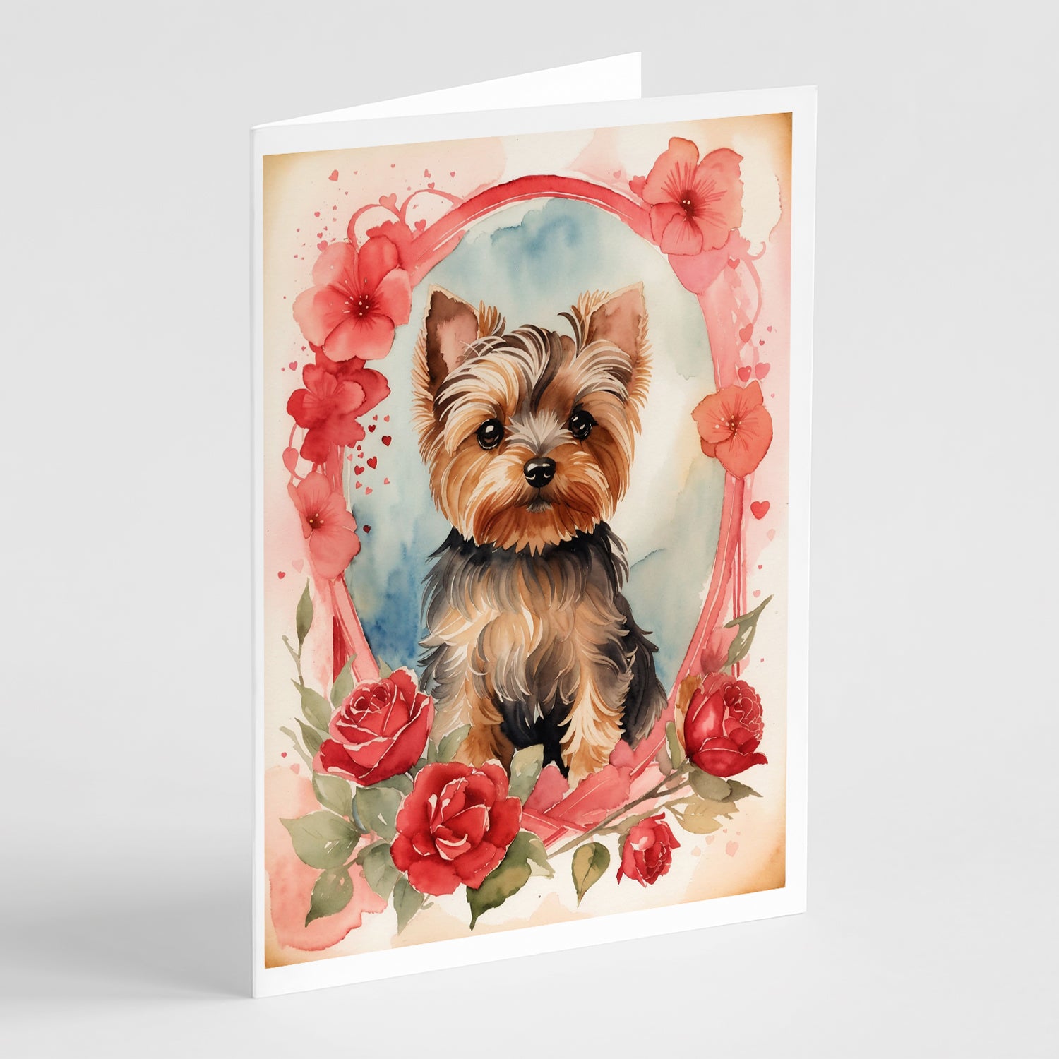 Buy this Yorkshire Terrier Valentine Roses Greeting Cards Pack of 8