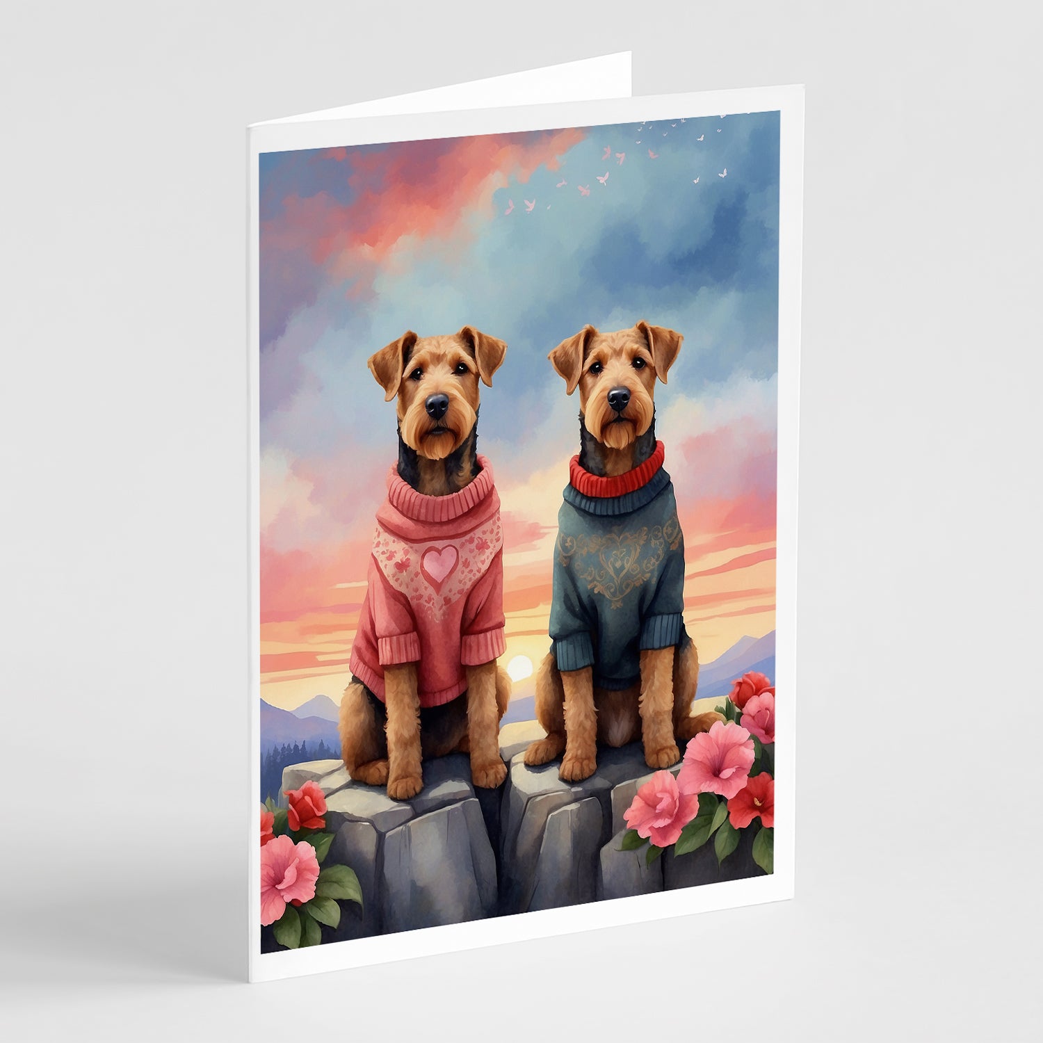 Buy this Airedale Terrier Two Hearts Greeting Cards Pack of 8