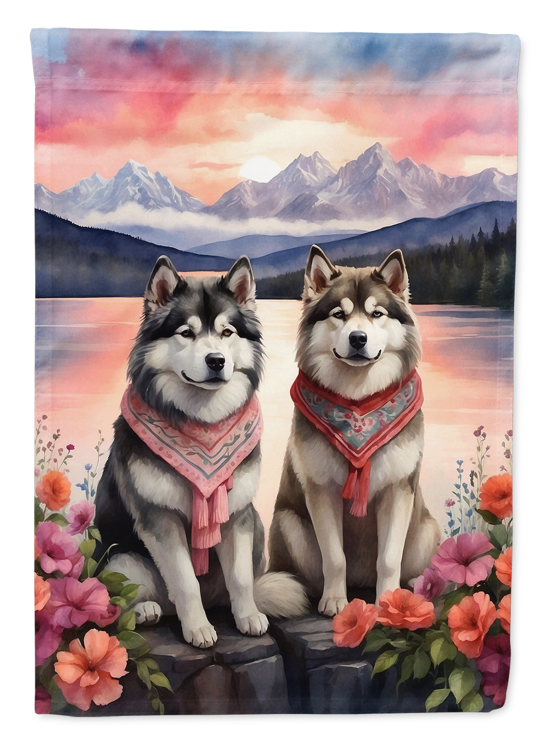 Buy this Alaskan Malamute Two Hearts Garden Flag