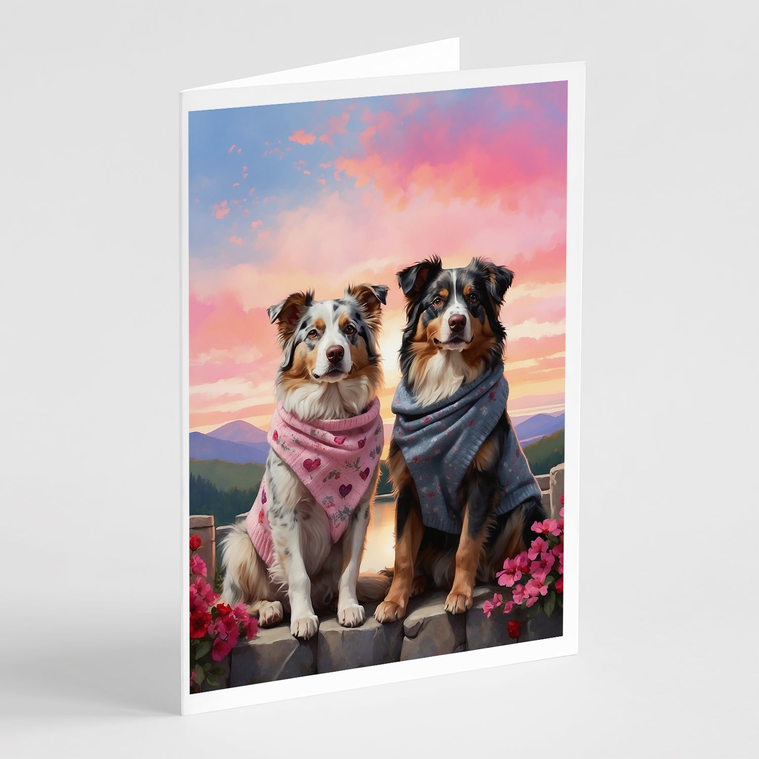 Buy this Australian Shepherd Two Hearts Greeting Cards Pack of 8