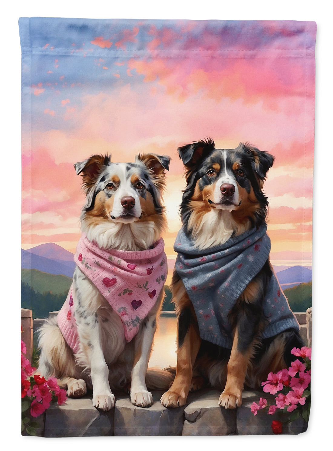 Buy this Australian Shepherd Two Hearts Garden Flag