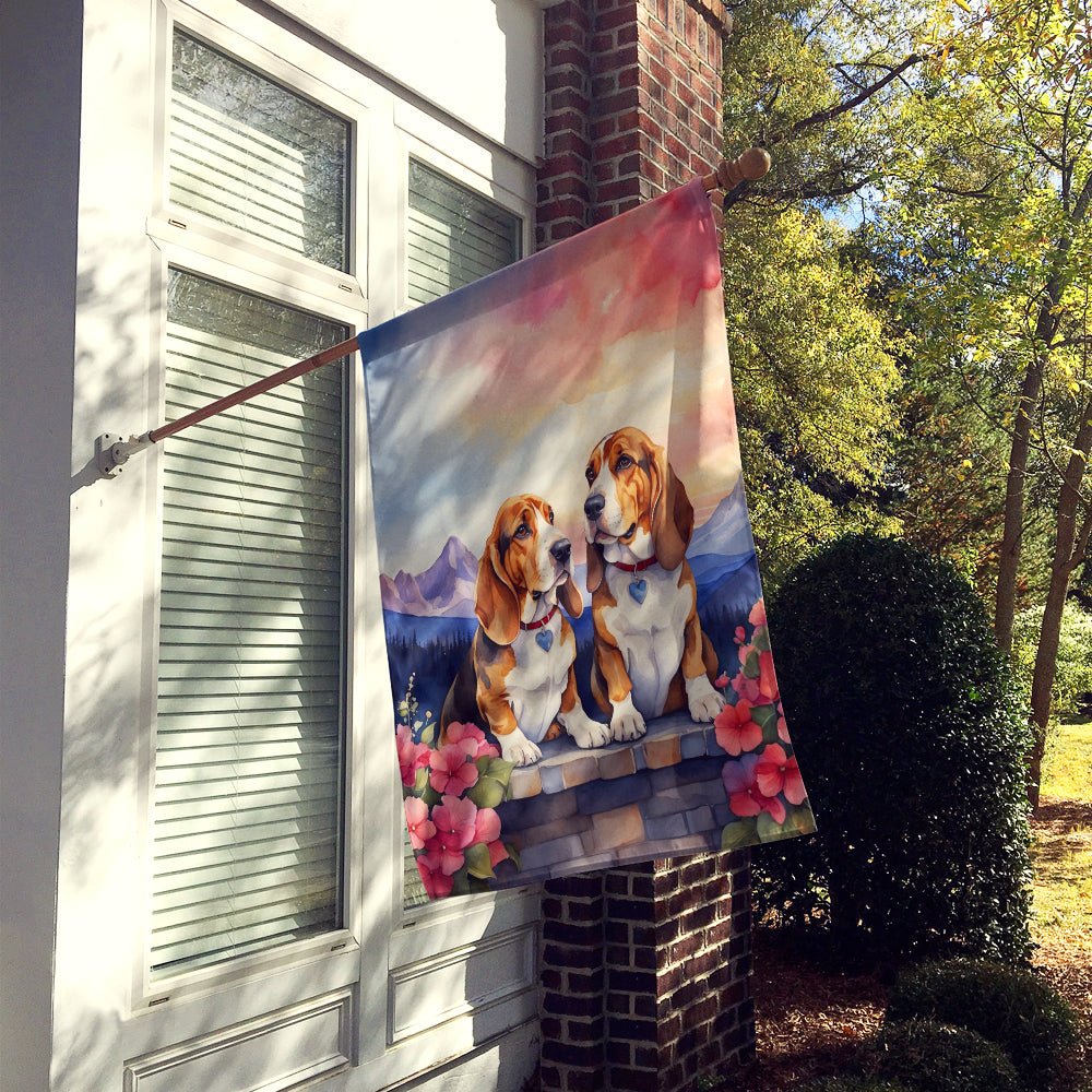 Buy this Basset Hound Two Hearts House Flag