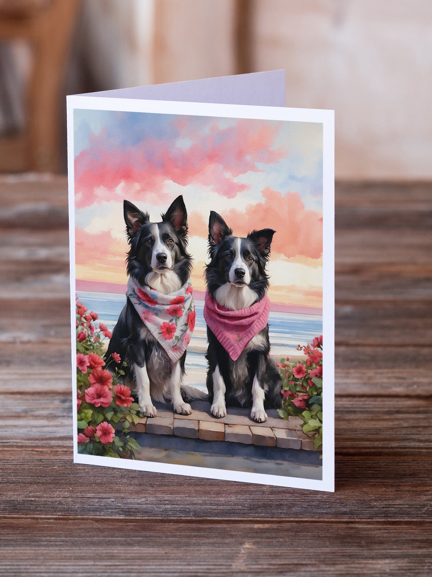 Buy this Border Collie Two Hearts Greeting Cards Pack of 8