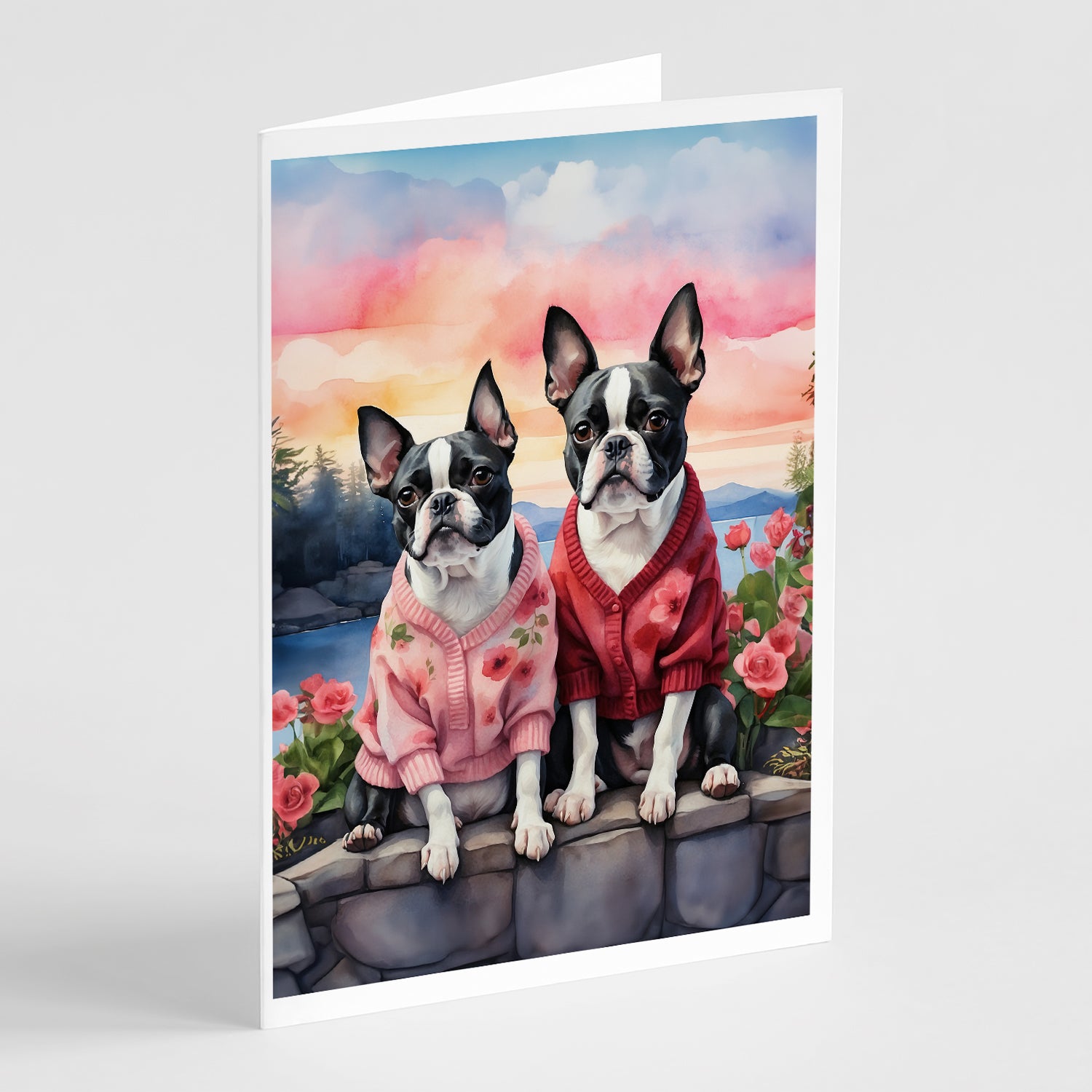 Buy this Boston Terrier Two Hearts Greeting Cards Pack of 8