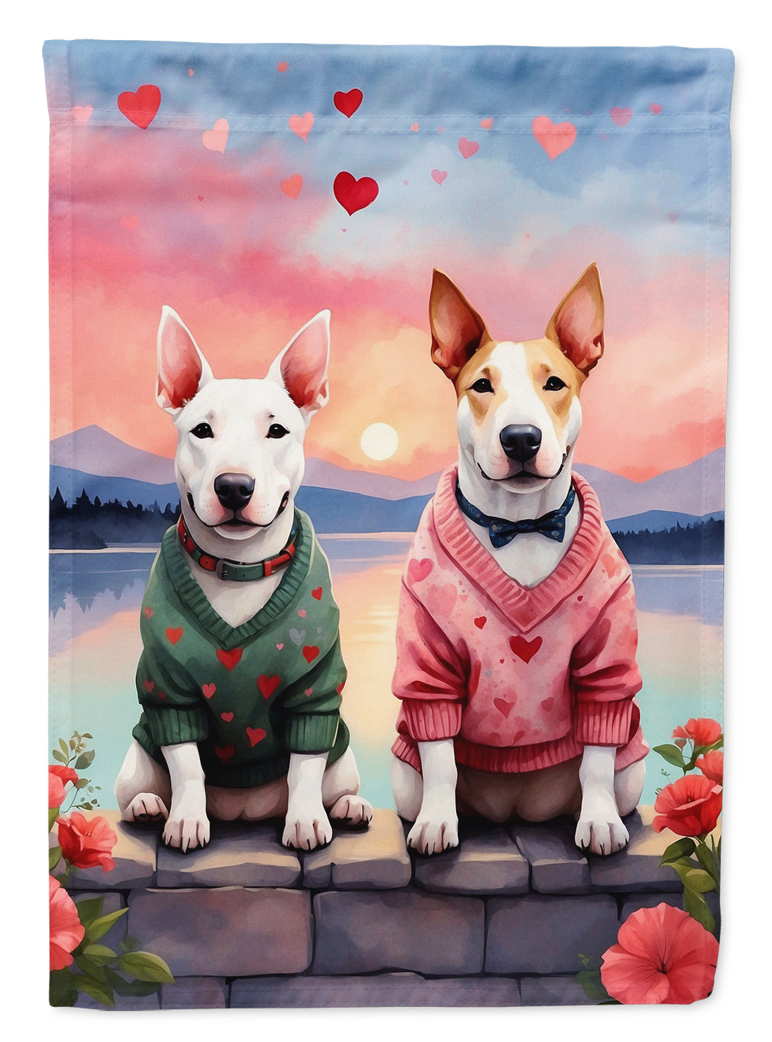 Buy this Bull Terrier Two Hearts Garden Flag