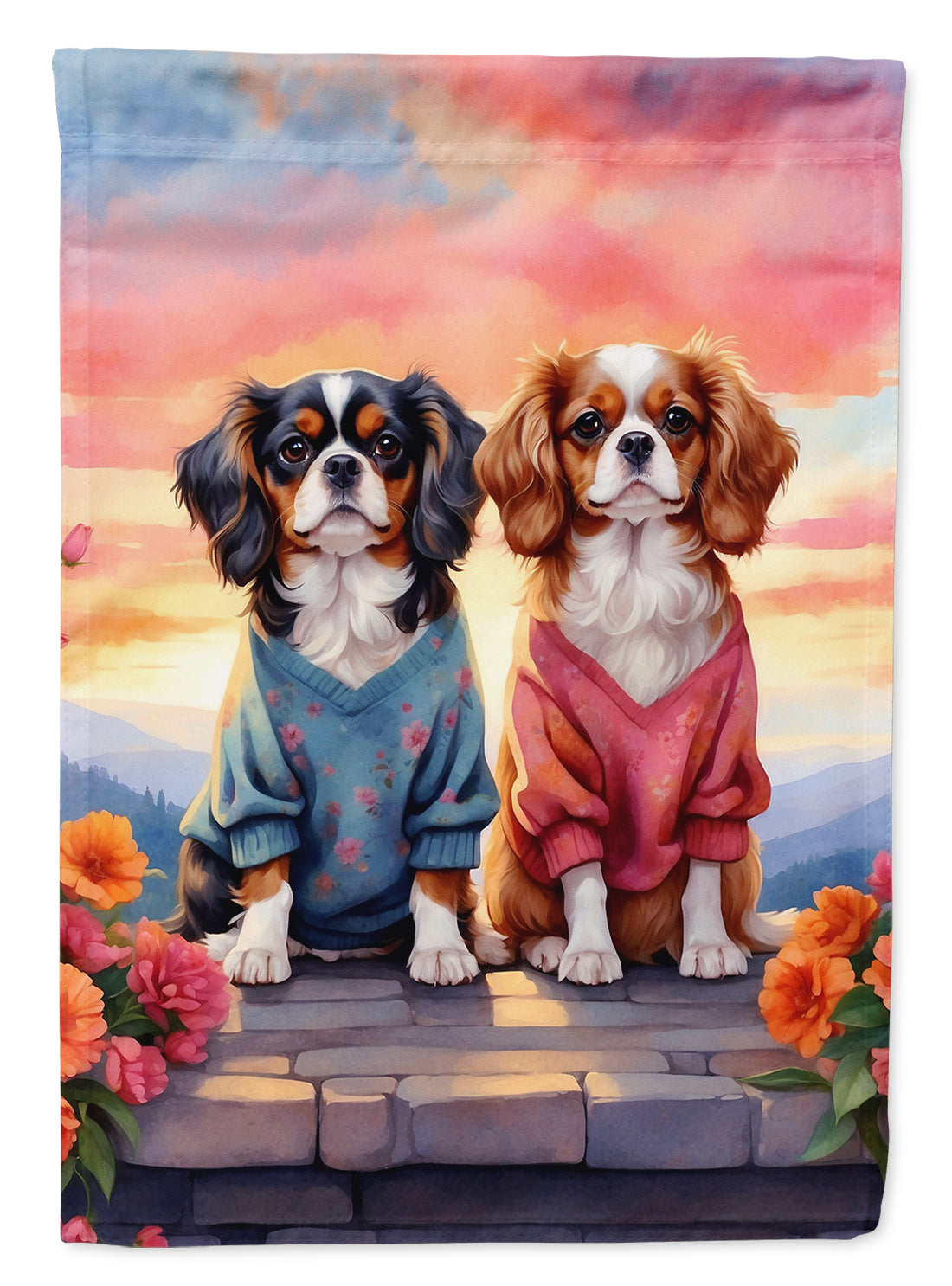 Buy this Cavalier Spaniel Two Hearts Garden Flag