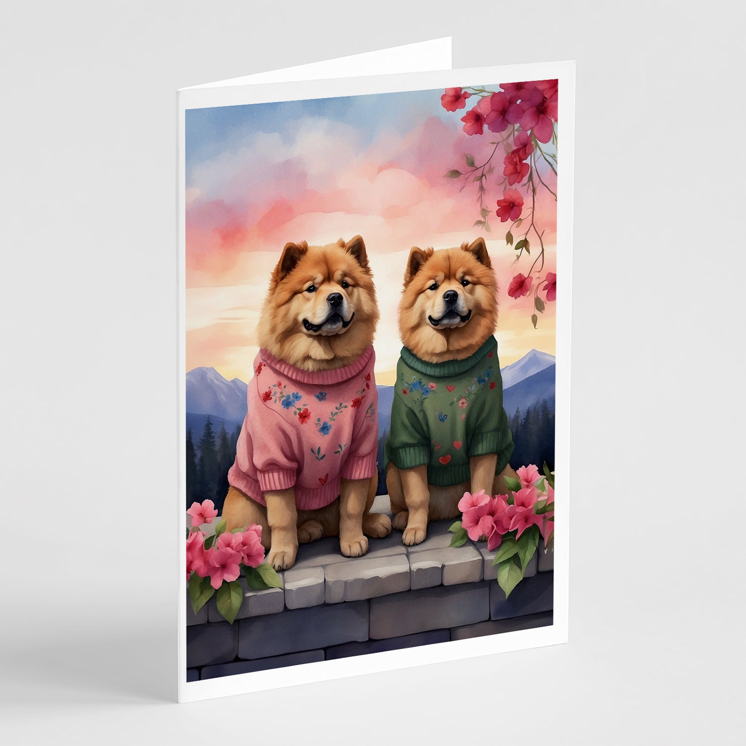 Buy this Chow Chow Two Hearts Greeting Cards Pack of 8