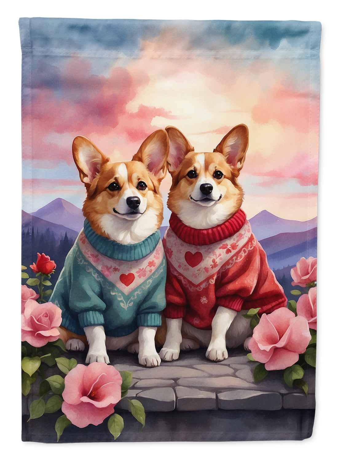 Buy this Corgi Two Hearts House Flag