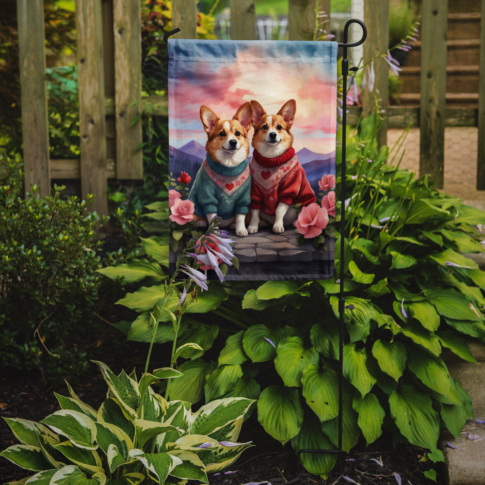 Buy this Corgi Two Hearts Garden Flag